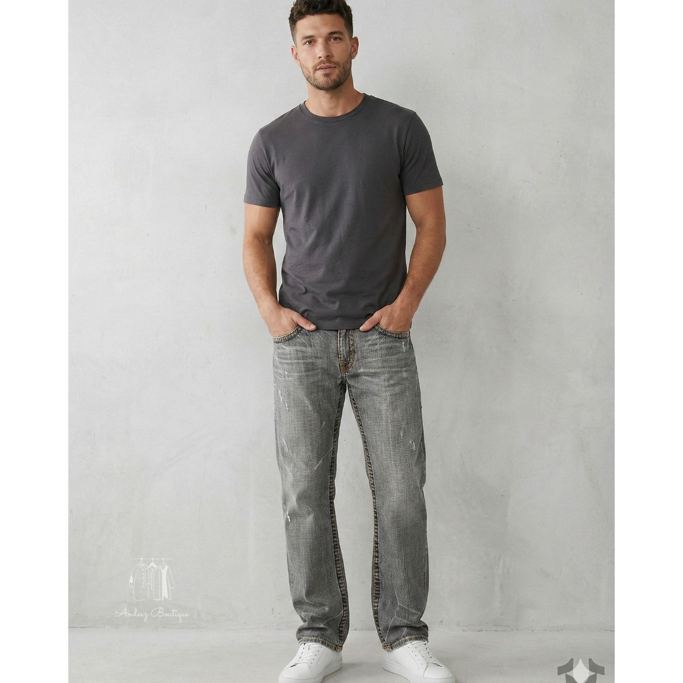 True Religion Vintage True Religion Bobby Big T Gray Straight Leg Jeans Size US 36 / EU 52 - 1 Thumbnail