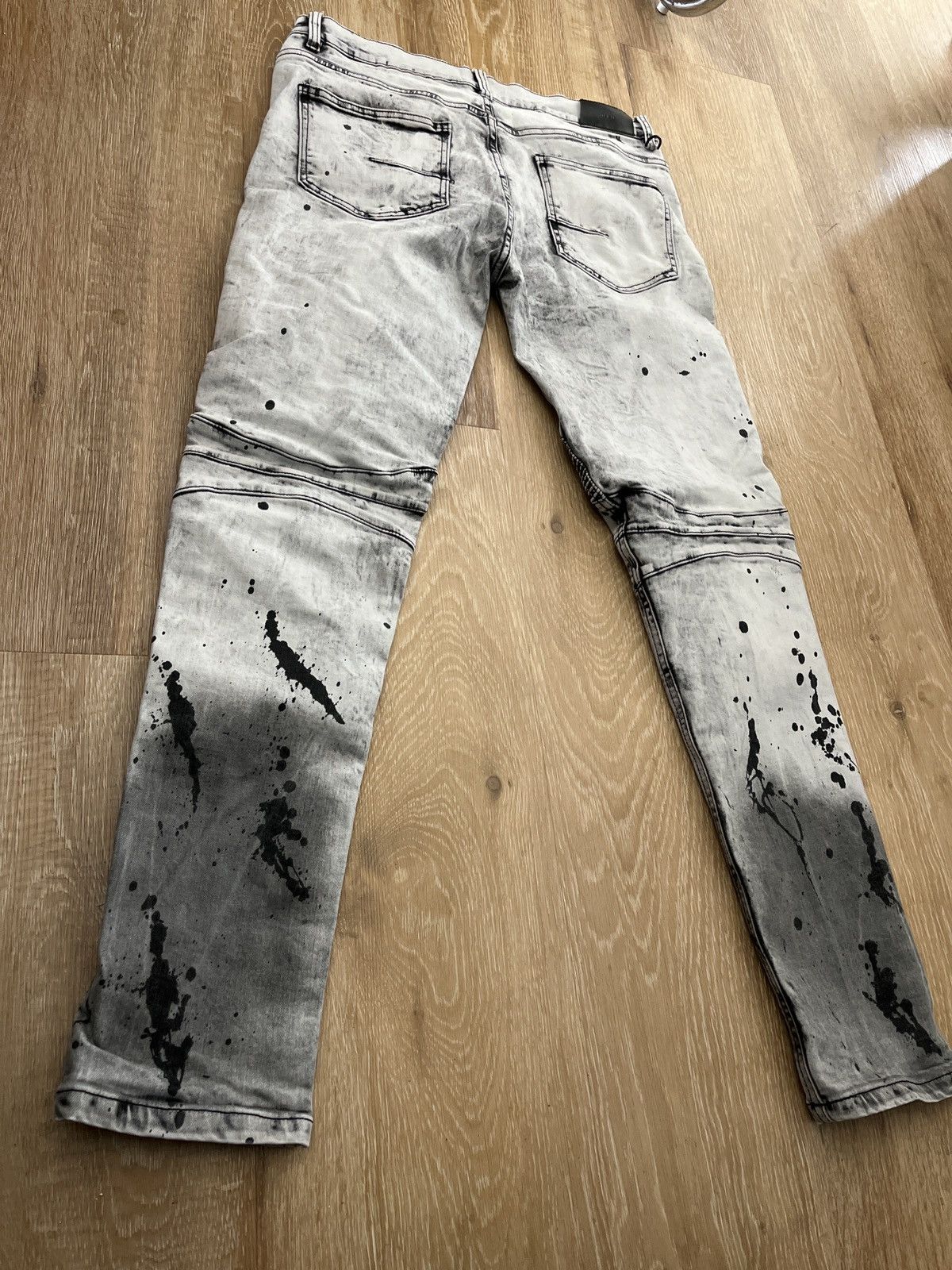 H&M KDNK Medium Grey White and black biker jeans used size 32x32 Size US 32 / EU 48 - 7 Thumbnail
