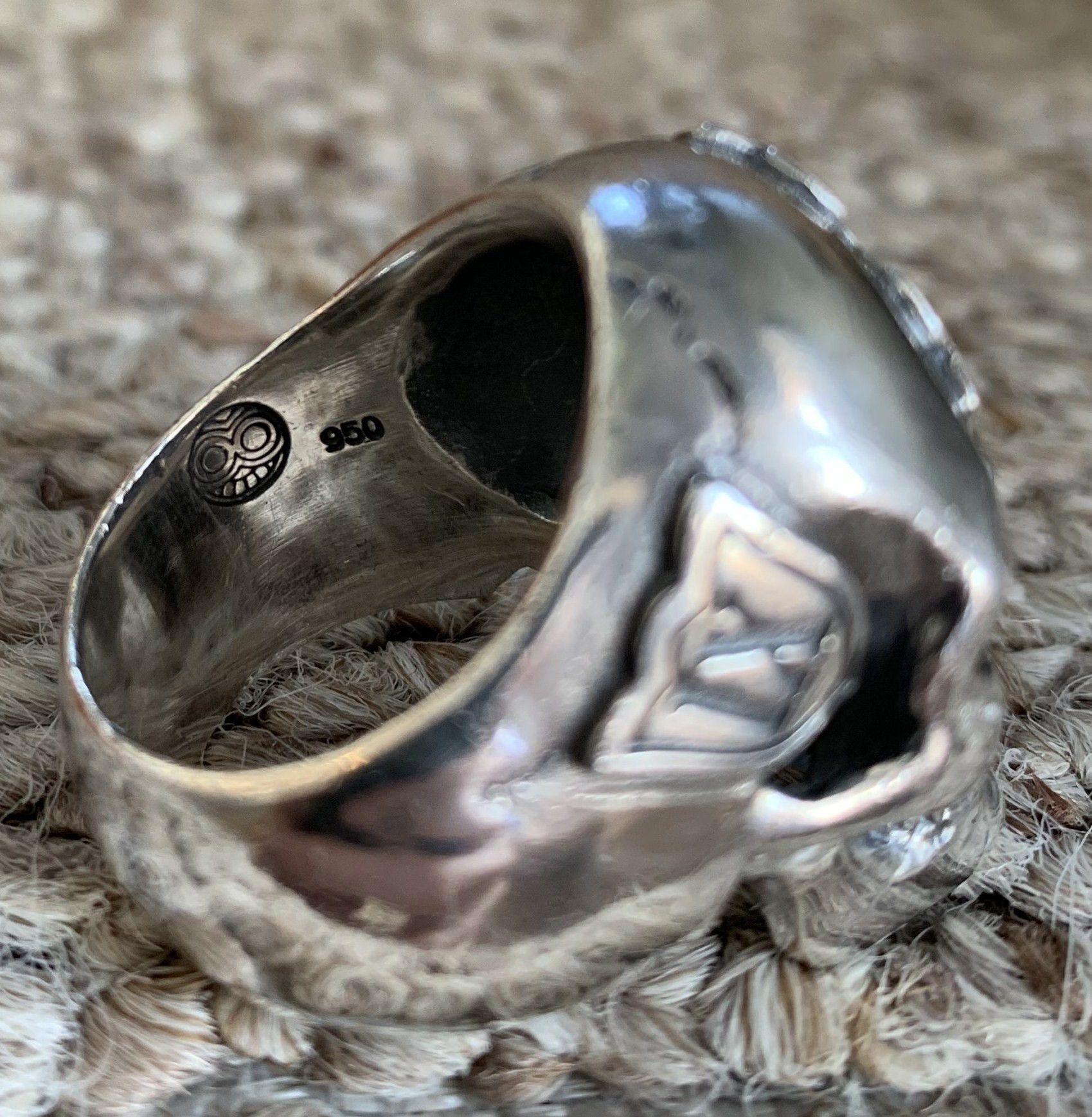 Number (N)ine SS05 "Nightcrawler" Bejeweled Silver Skull Ring Size ONE SIZE - 7 Thumbnail