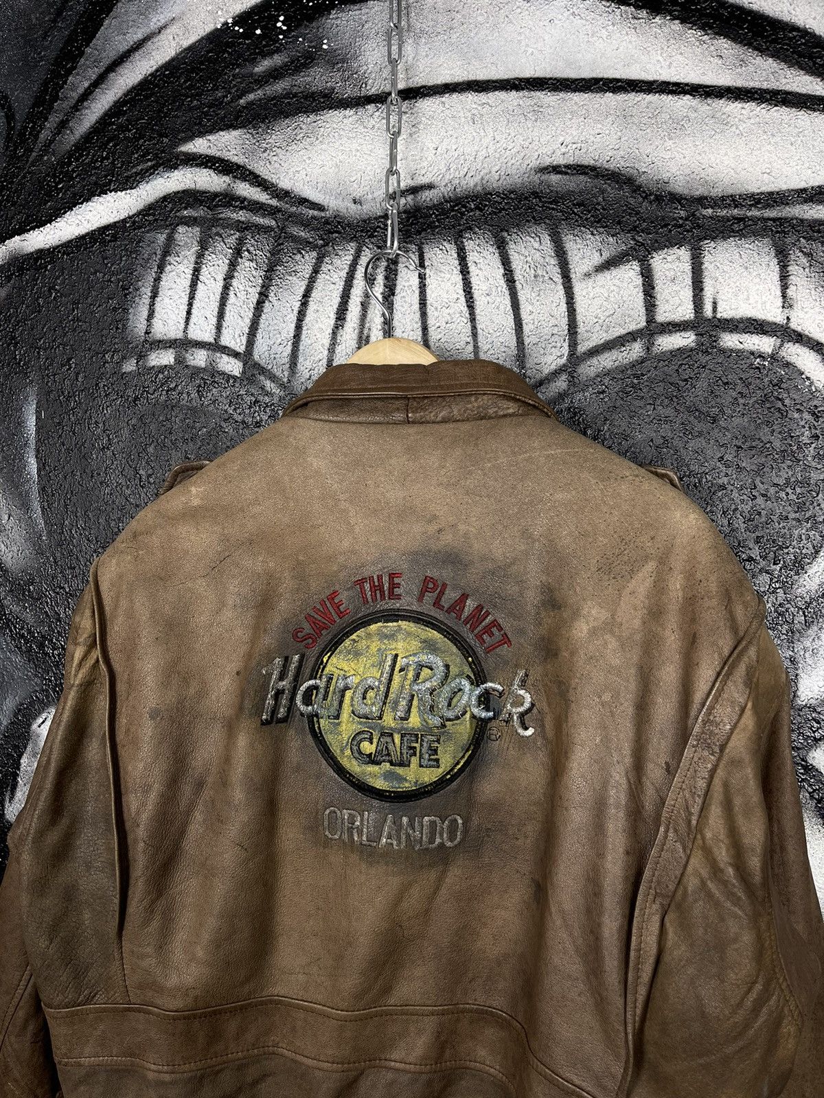 Hard Rock Cafe × Vintage Vintage Hard Rock Cafe Orlando Leather Jacket Men’s Size US M / EU 48-50 / 2 - 7 Thumbnail