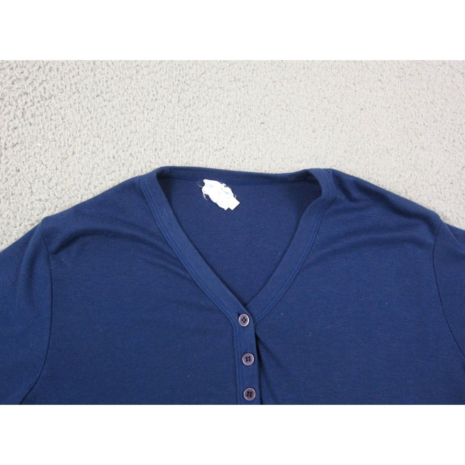 Vintage Astorone Shirt Womens M Blue T-Shirt V-Neck Roll Tab Sleeve Vintage 3/4 Sleeve Casual Basic Classic Preppy Size M / US 6-8 / IT 42-44 - 2 Thumbnail