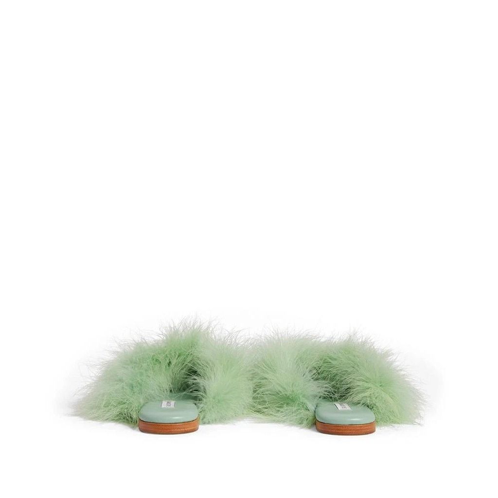 Sleeper NWT Sleeper Pom Slides with Feathers in Mint - Size 35 Size US 5 / IT 35 - 1 Thumbnail