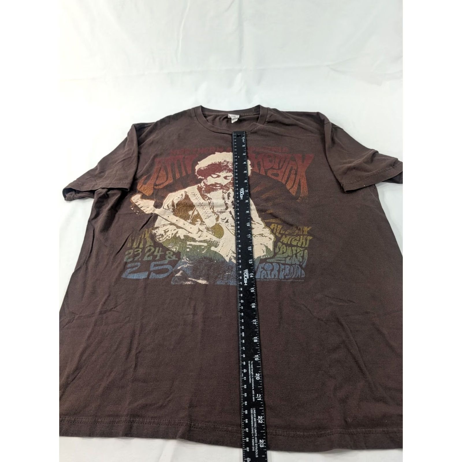 Vintage Jimi Hendrix Shirt Men's M Brown 100% Cotton Graphic Print Crew Neck Short Sleeve Vintage-Style Hippie 60's Retro Music Shirt Size US M / EU 48-50 / 2 - 2 Thumbnail