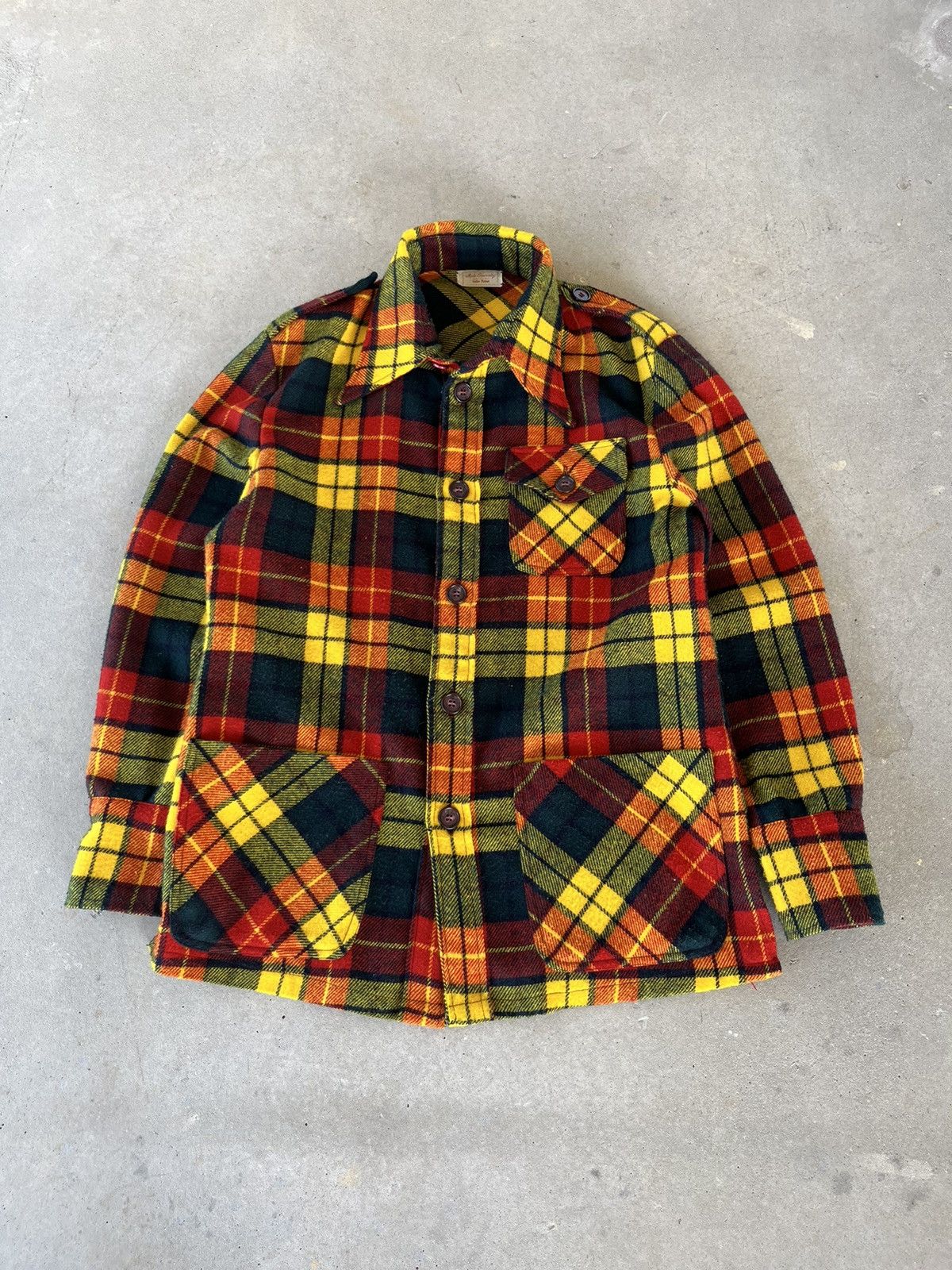 Vintage Vintage 1970’s Plaid 3 Pocket Wool Button Up Flannel Size US L / EU 52-54 / 3 - 1 Thumbnail