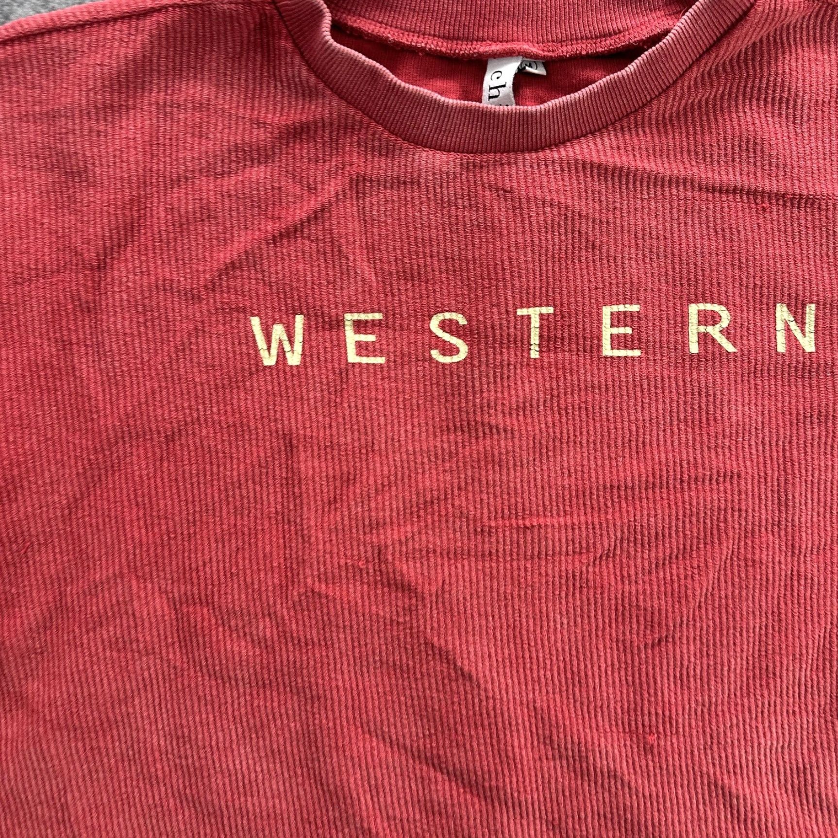 Vintage Chicka-d Shirt Womens Medium Red Waffle Knit Crop Top Western Graphic Tee Boxy Crew Neck Short Sleeve 100% Cotton Womens Size M / US 6-8 / IT 42-44 - 4 Thumbnail
