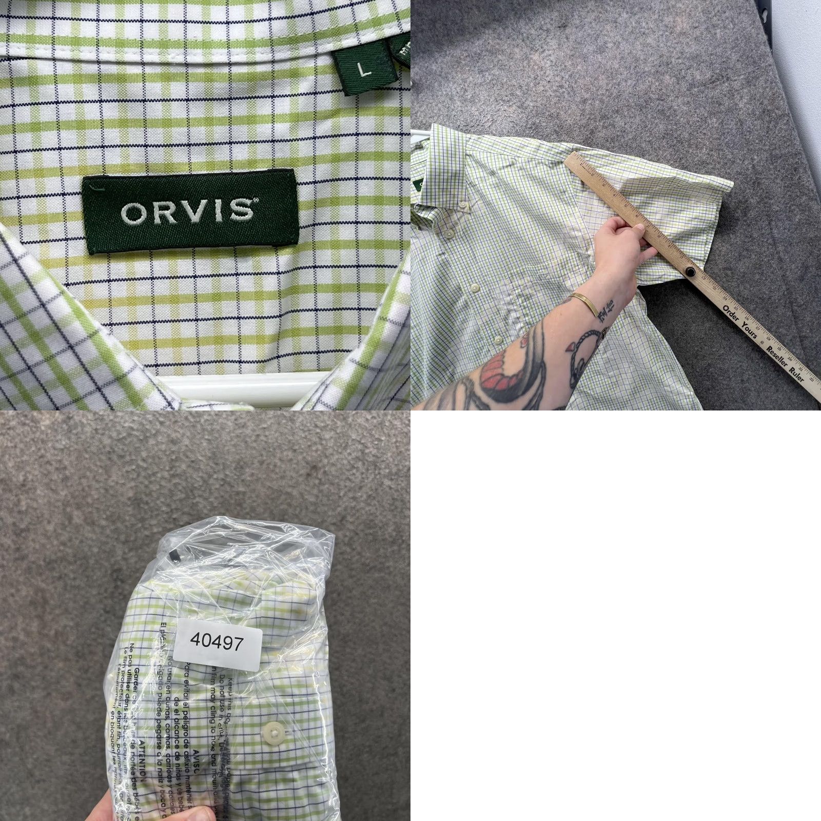 Orvis Orvis Shirt Mens Large Green Check Short Sleeve Button Front Casual Woven Size US L / EU 52-54 / 3 - 8 Thumbnail