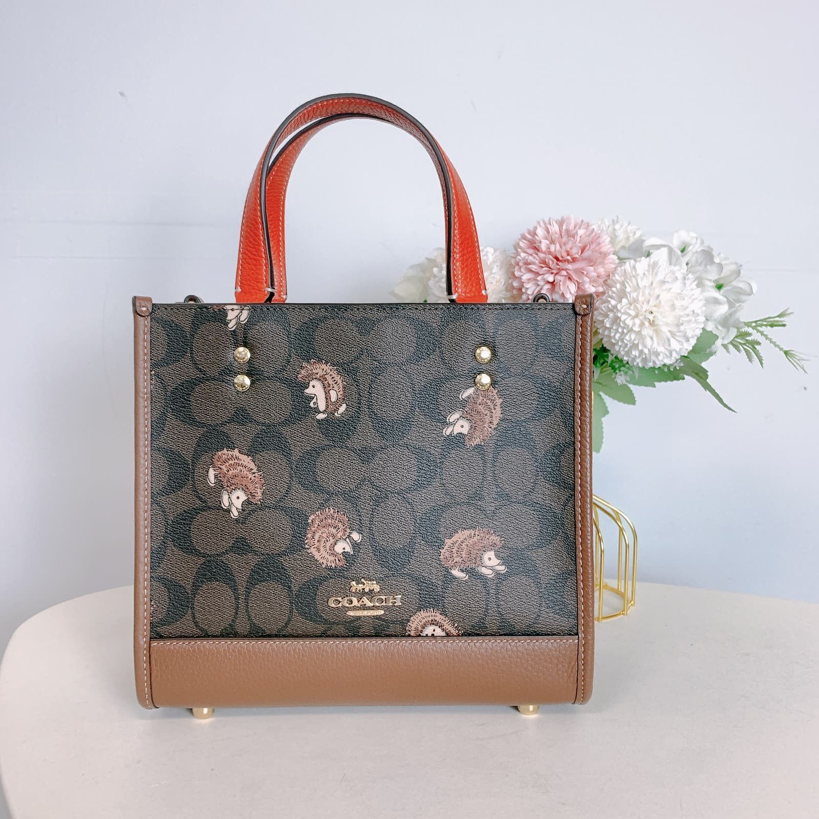 image of Coach Cc769 Dempsey Tote 22 Signature Canvas Hedgehog Print, Women's