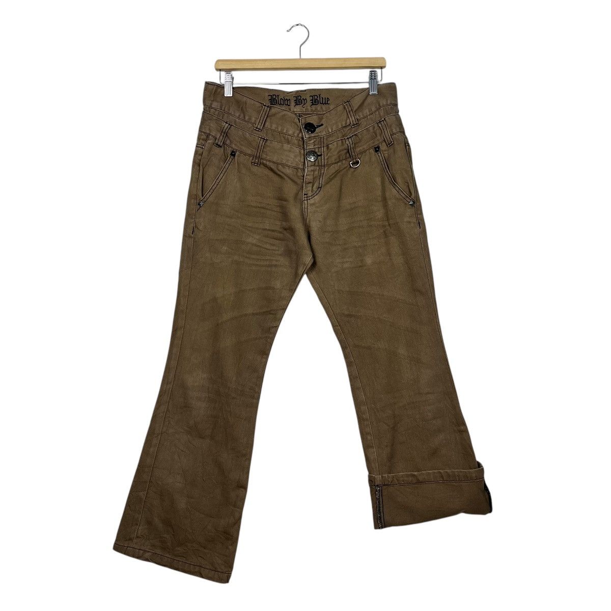Japanese Brand Vintage Blobo By Blue Double Waist Flare Pants Size 33" - 11 Thumbnail