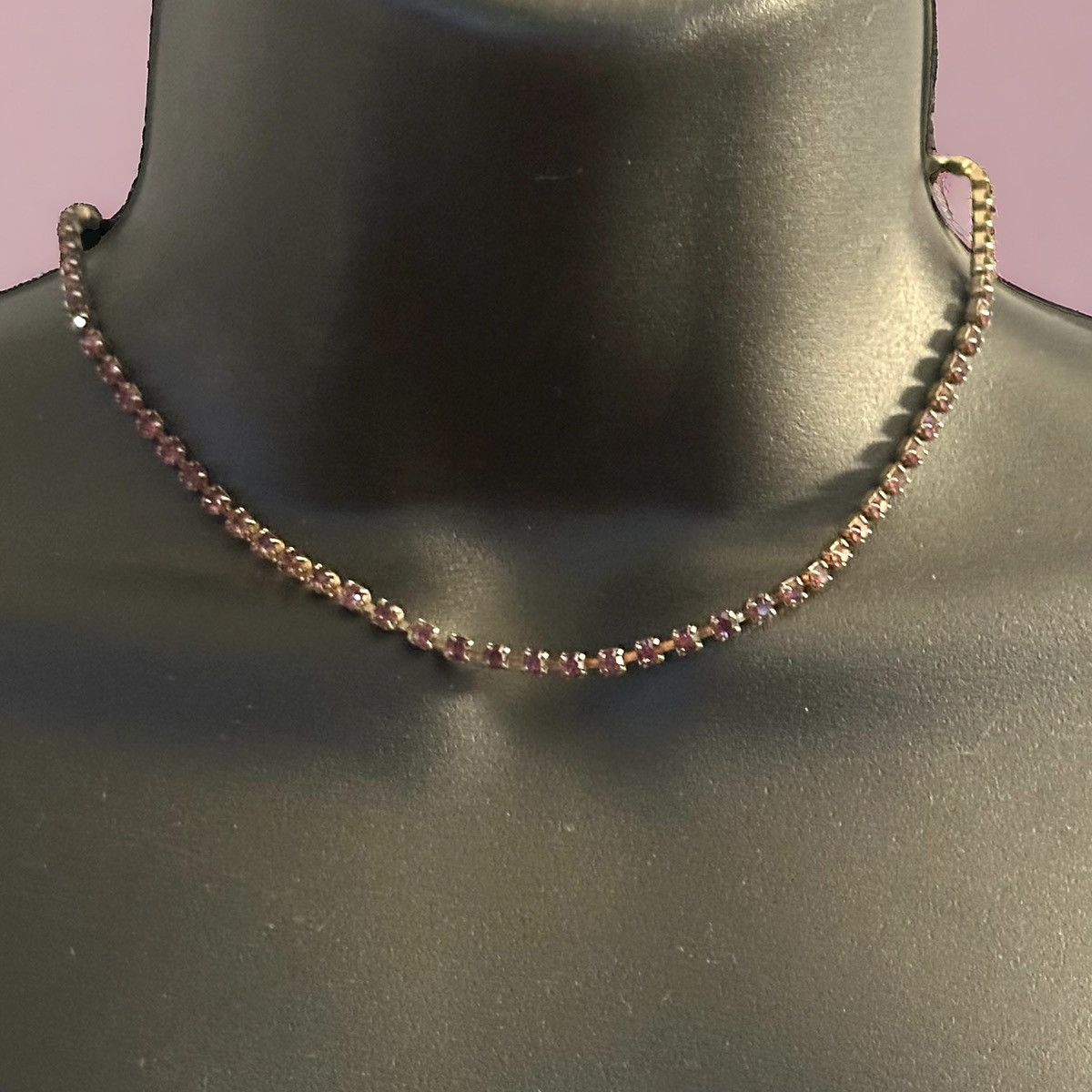 Vintage Vintage gold tone pink tennis necklace Size ONE SIZE - 1 Thumbnail