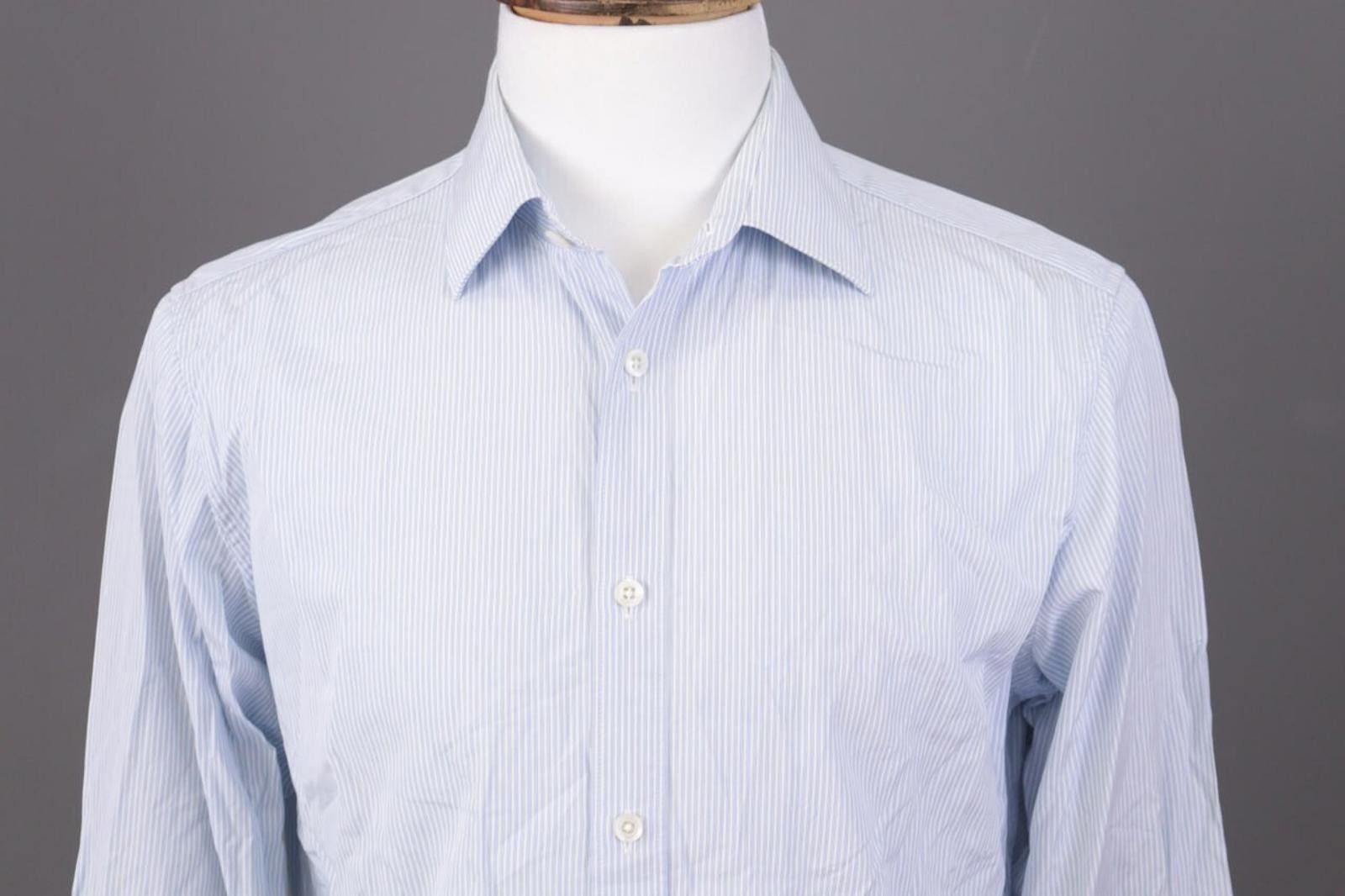 Gieves & Hawkes Gieves & Hawkes Blue Pinstripe Dress Shirt Size 41 / 16 Size US M / EU 48-50 / 2 - 2 Thumbnail