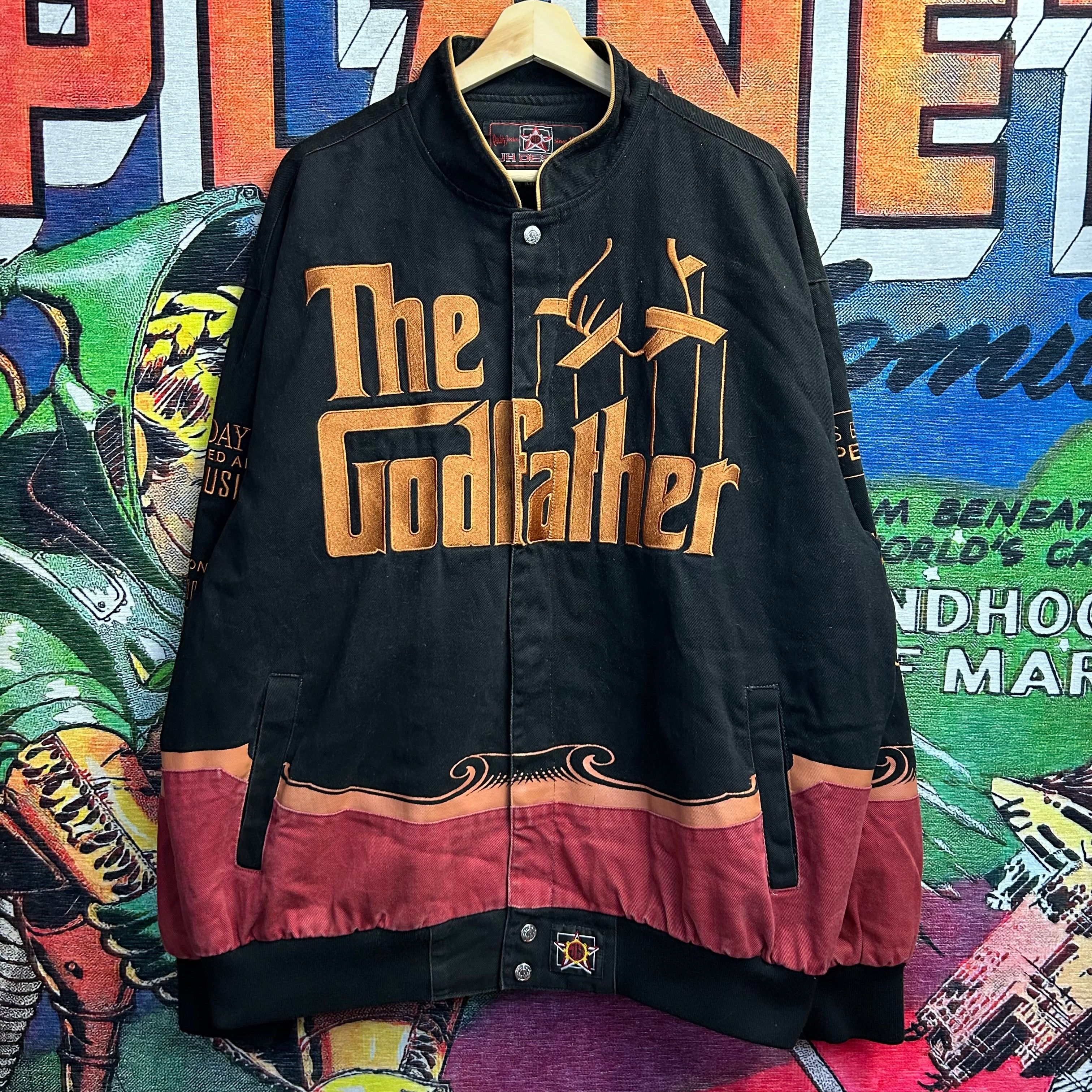 image of Nascar x Vintage 90’S Jeff Hamilton The Godfather Racing Jacket Size XL in Black, Men's