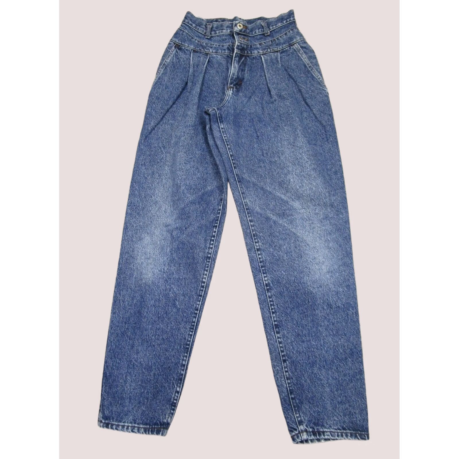 Lee VINTAGE Lee Jeans Women 27 Blue High Rise Pleated Tapered 5-Pocket Denim Jeans Women Blue 90s Retro USA Mens Size 27" / US 4 / IT 40 - 1 Thumbnail