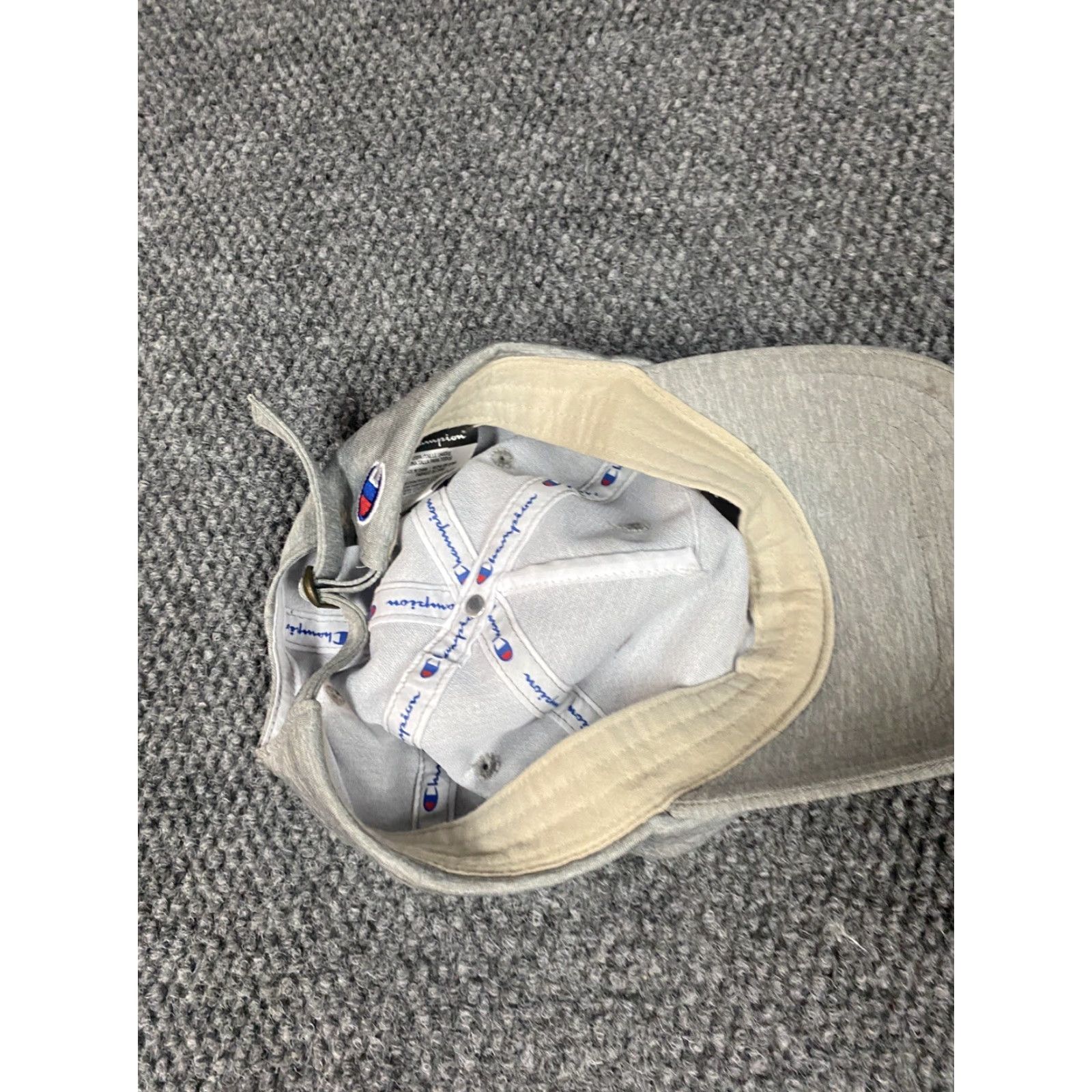 Champion Champion Hat Mens Gray Logo Canvas Cotton Snapback One Size Beige Beige? Hmm wait. Size ONE SIZE - 4 Thumbnail