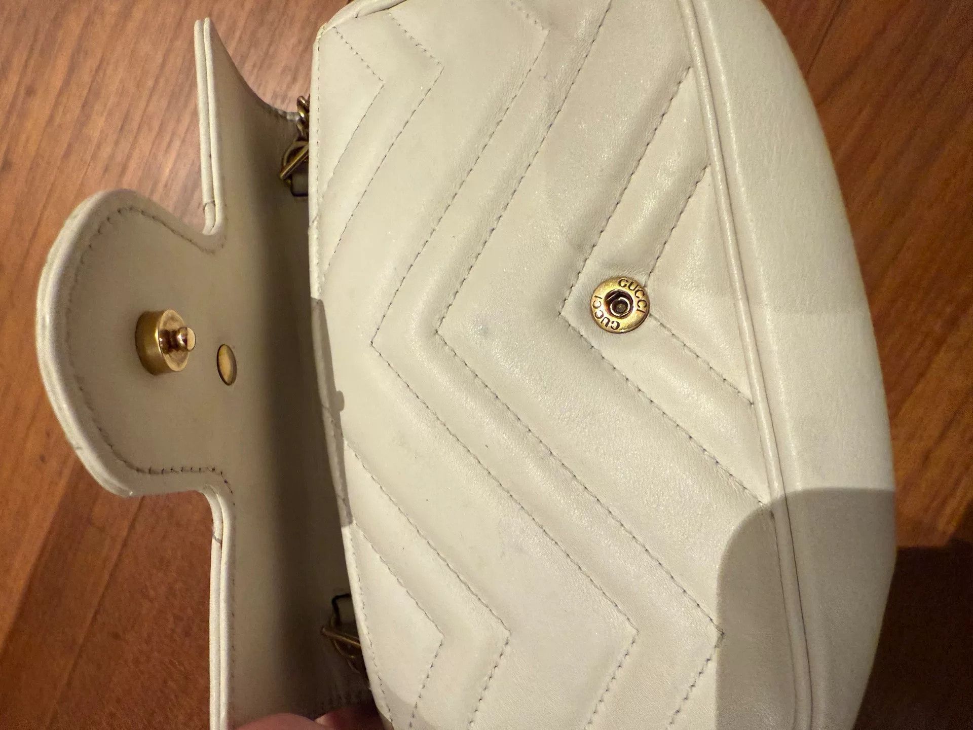 Gucci Gucci Marmont Mini White Chain Bag Size ONE SIZE - 5 Thumbnail