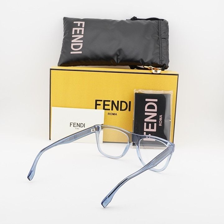 Fendi Fendi FE50070I 090 Eyeglasses Blue 54mm Square Frame Size ONE SIZE - 8 Thumbnail