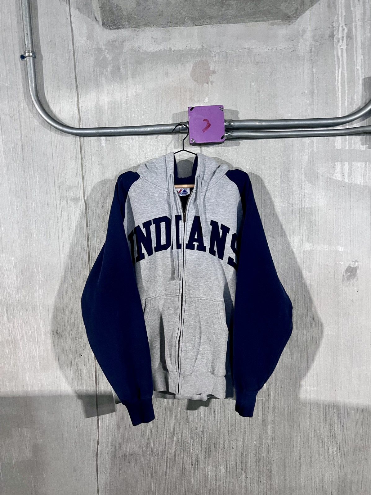Majestic 💙 Vintage Majestic Cleveland Indians Zip-Up Hoodie 💙 Size US XL / EU 56 / 4 - 1 Thumbnail