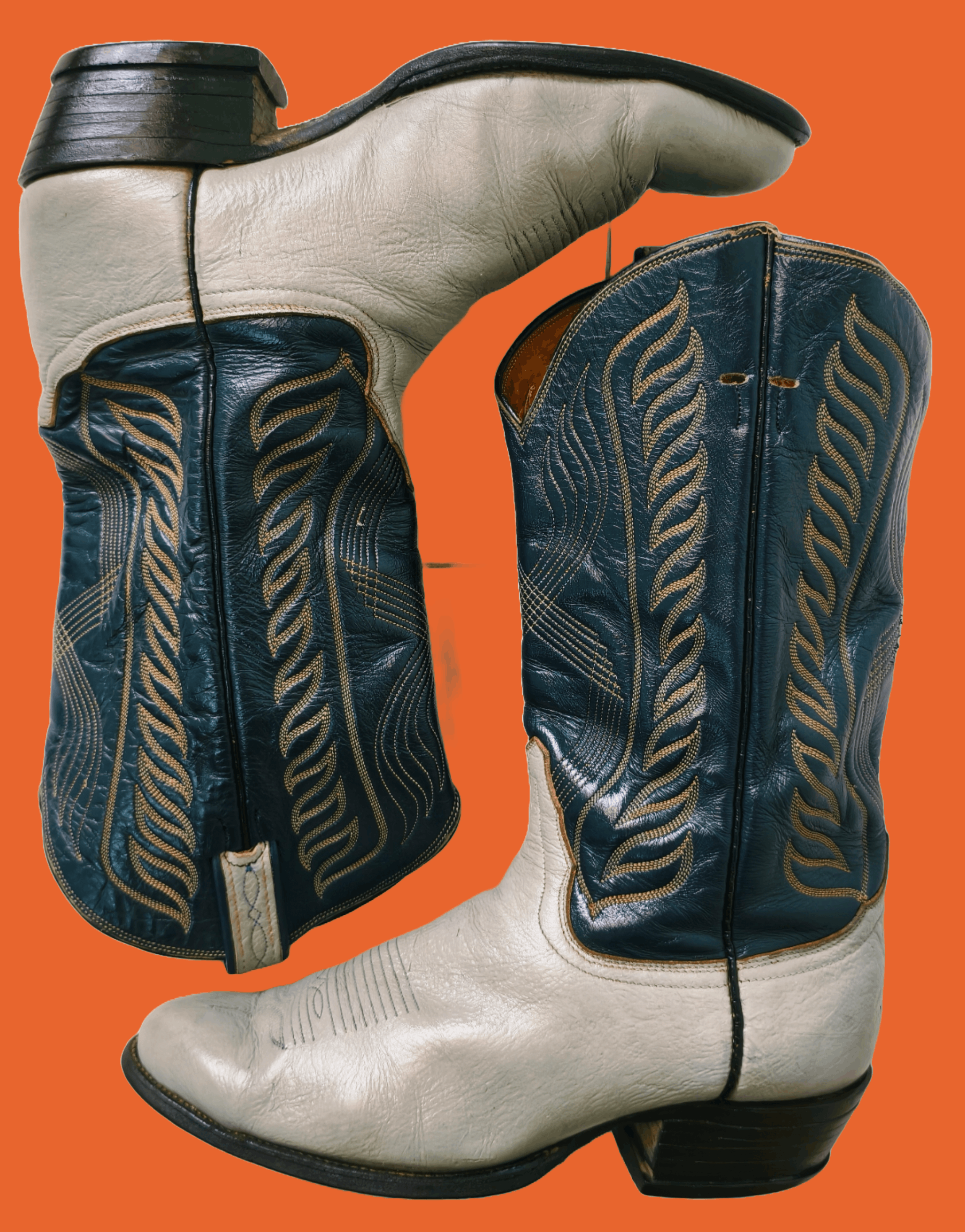 Cowboy Equipment Tony Lama Cowboy Boots Grey/Dark Blue Mens US10EE Style 8056 Size US 10 / EU 43 - 1 Thumbnail