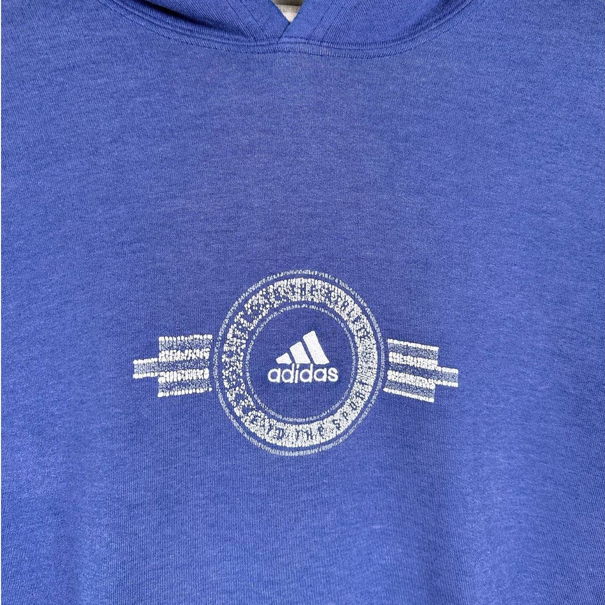 Adidas × Vintage Vintage Adidas Hoodie Sweatshirt Sz L Blue Pullover 90s Size US L / EU 52-54 / 3 - 9 Thumbnail