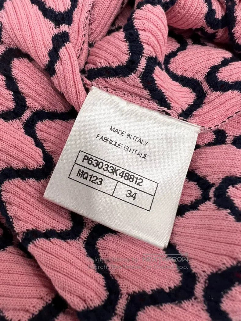 Chanel Chanel Pink diamond plaid knitted short sleeves Size XXS / US 00 / IT 34 - 4 Thumbnail