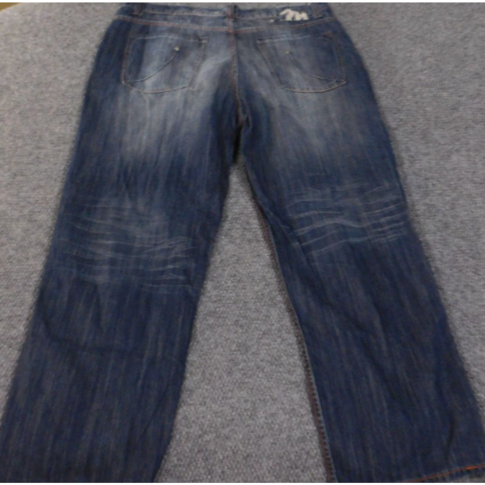 Etro muka Jeans 42x32 Mens Straight Denim Blue Cotton Zip Pockets Vintage Grunge Cowboy 90s Style Jeans Mens Regular 42x32 Size US 42 / EU 58 - 2 Thumbnail