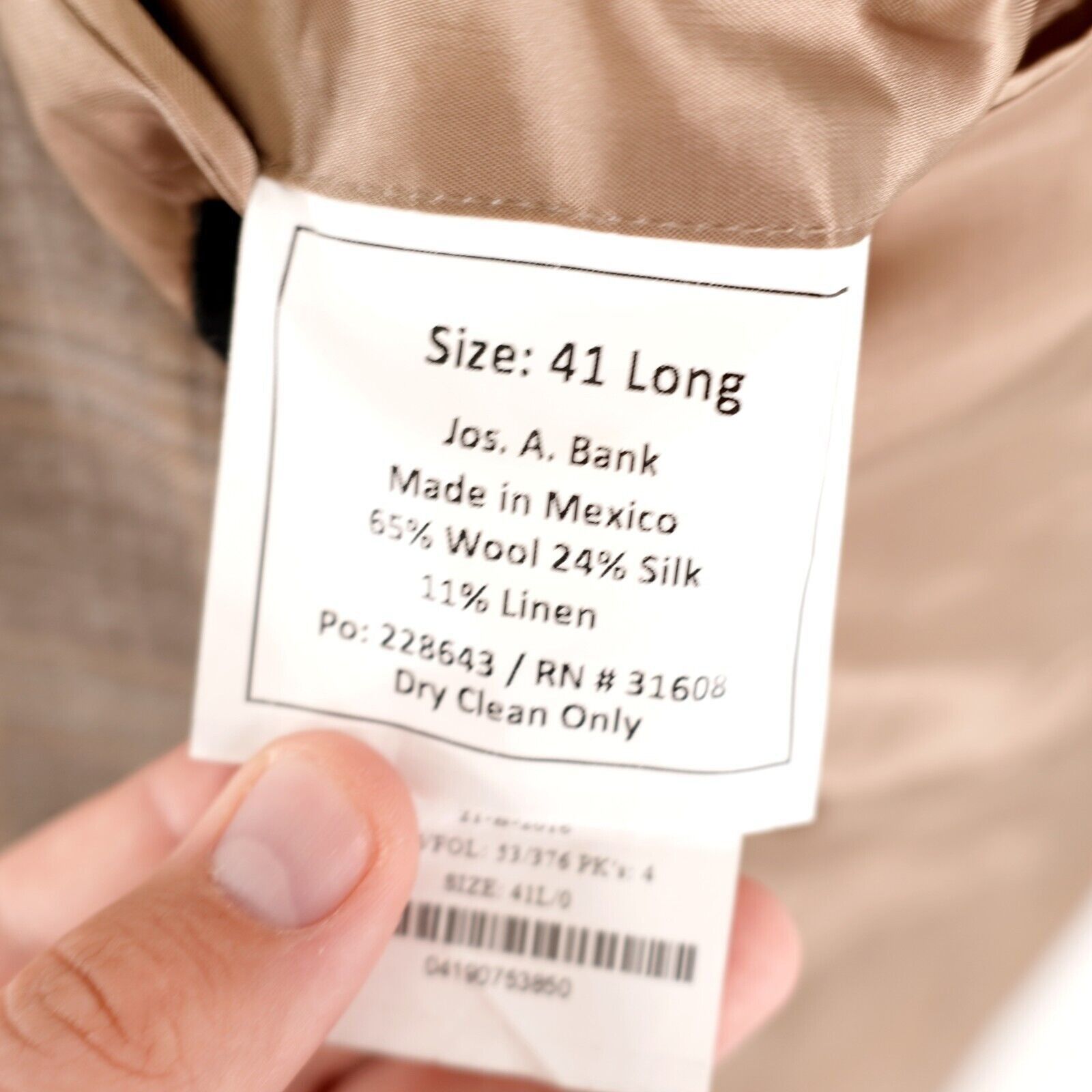Jos. A. Bank Jos A Bank Signature Wool Silk Linen Beige Tan Plaid 2 Butto Size 40L - 10 Thumbnail