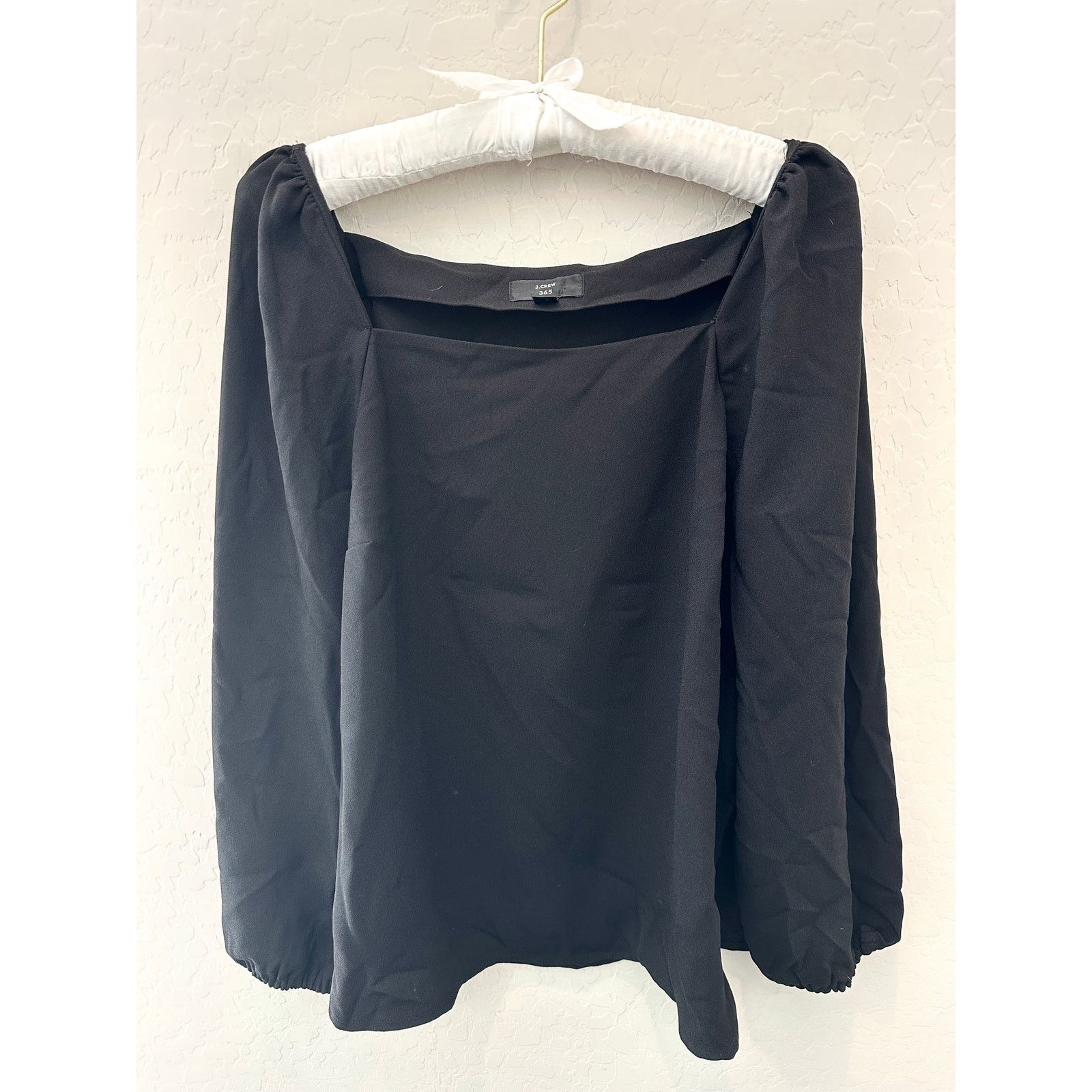J.Crew J.CREW | Black Square Neck Puff Long Sleeve Career Blouse Size XL / US 12-14 / IT 48-50 - 1 Thumbnail