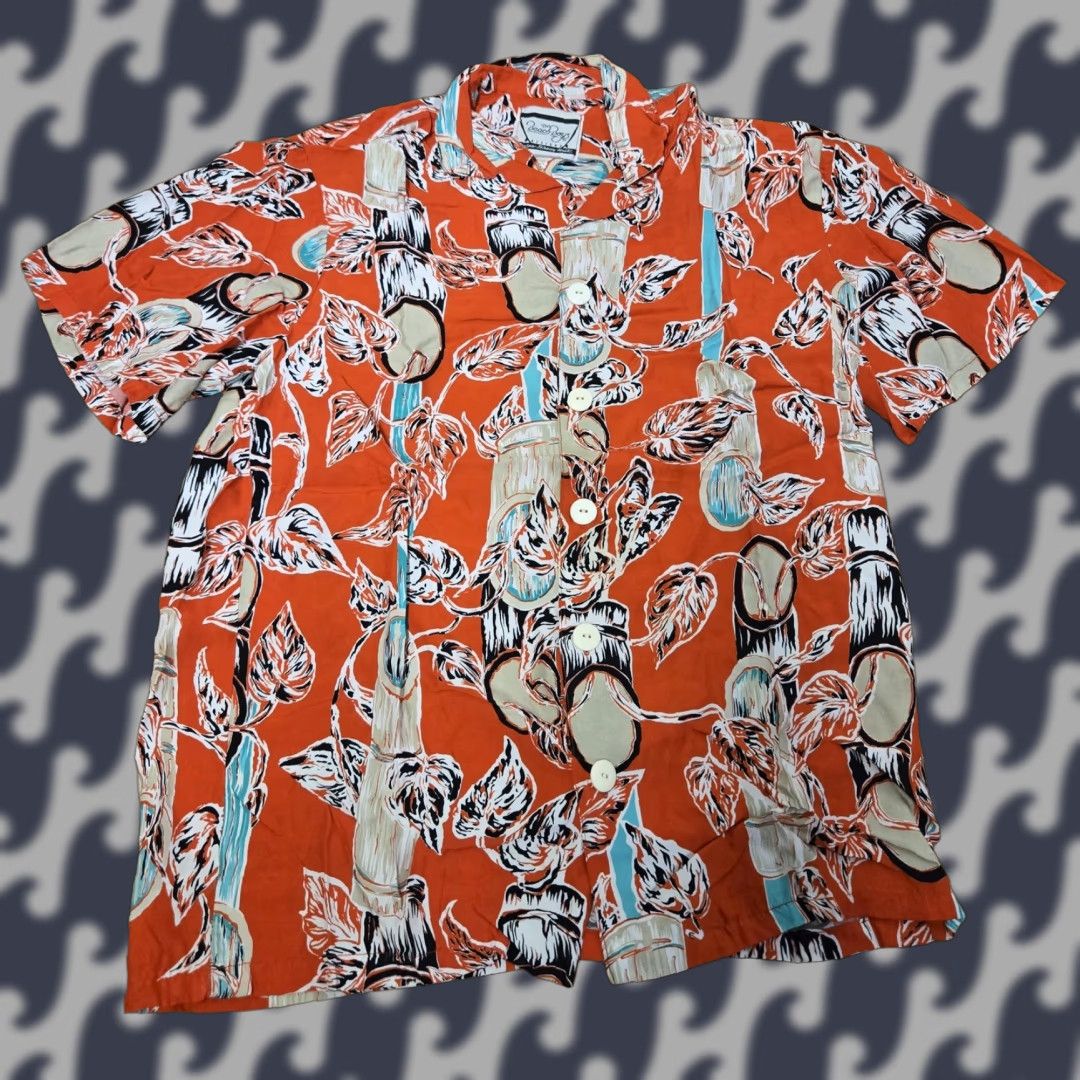 ALOHAS VINTAGE The Beach Boys Designs Shirt Mens XL Orange Hawaiian Aloha Bamboo 90s Size US XXL / EU 58 / 5 - 1 Thumbnail