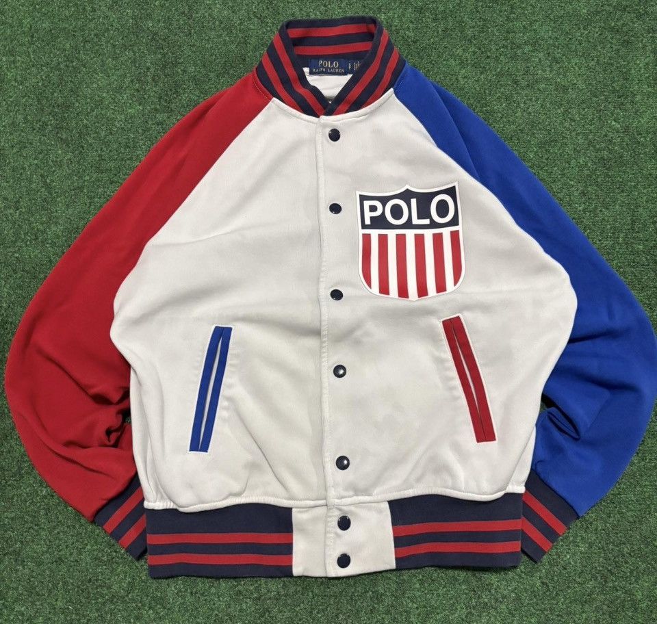 Polo Ralph Lauren Vintage Polo Ralph Lauren Shield White Blue Red Bomber Size US S / EU 44-46 / 1 - 1 Thumbnail