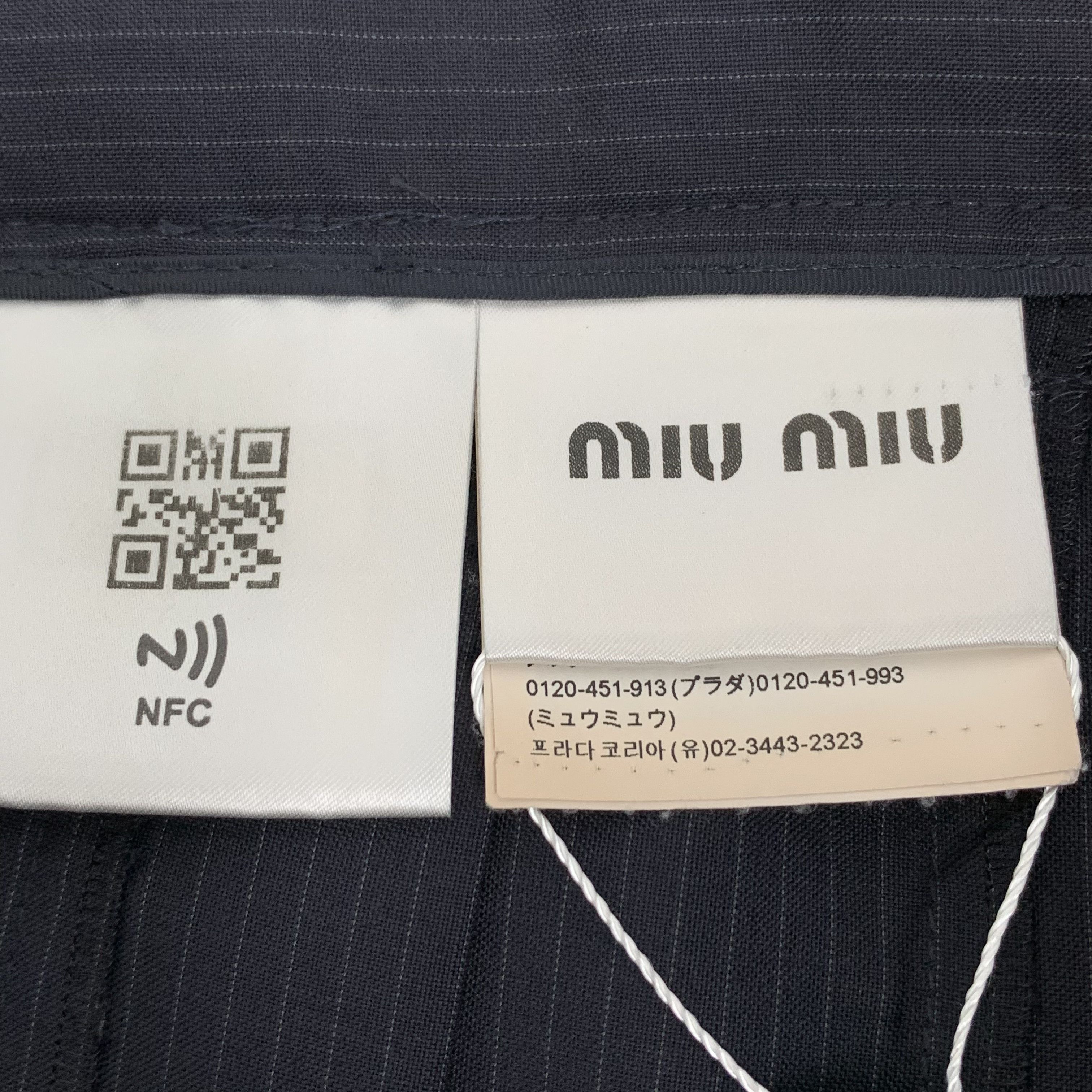 Miu Miu Miu Miu Dark Blue Striped Wool Pleated Skirt (Size S) Size 26" / US 2 / IT 38 - 5 Thumbnail