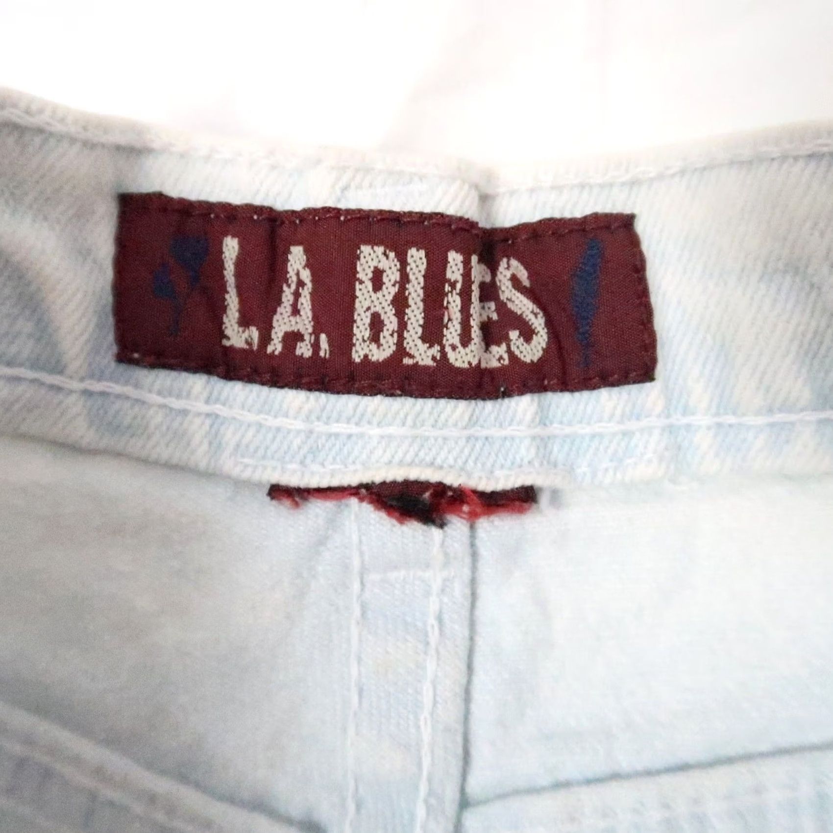 Vintage VINTAGE 90s LA Blues Light Wash Blue Mom Jeans High Rise 29in Inseam 25in Waist Women Denim 100% Cotton Black Lace Panels Size 26" / US 2 / IT 38 - 4 Thumbnail