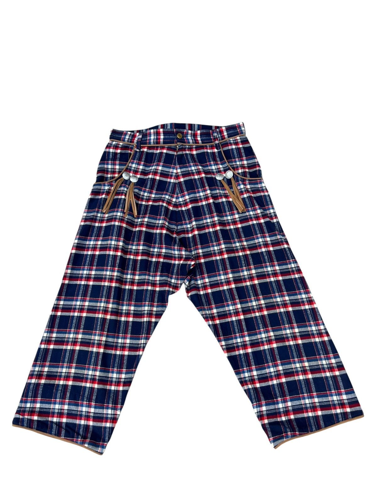 mercibeaucoup Drop Crotch Plaid Tartan Cropped Westerner Pant Size 3 Size US 33 - 1 Thumbnail