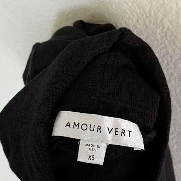 Vintage Amour Vert Dress Women XS Black Mini Swing Knit Turtleneck Long Sleeve Size XS / US 0-2 / IT 36-38 - 5 Thumbnail