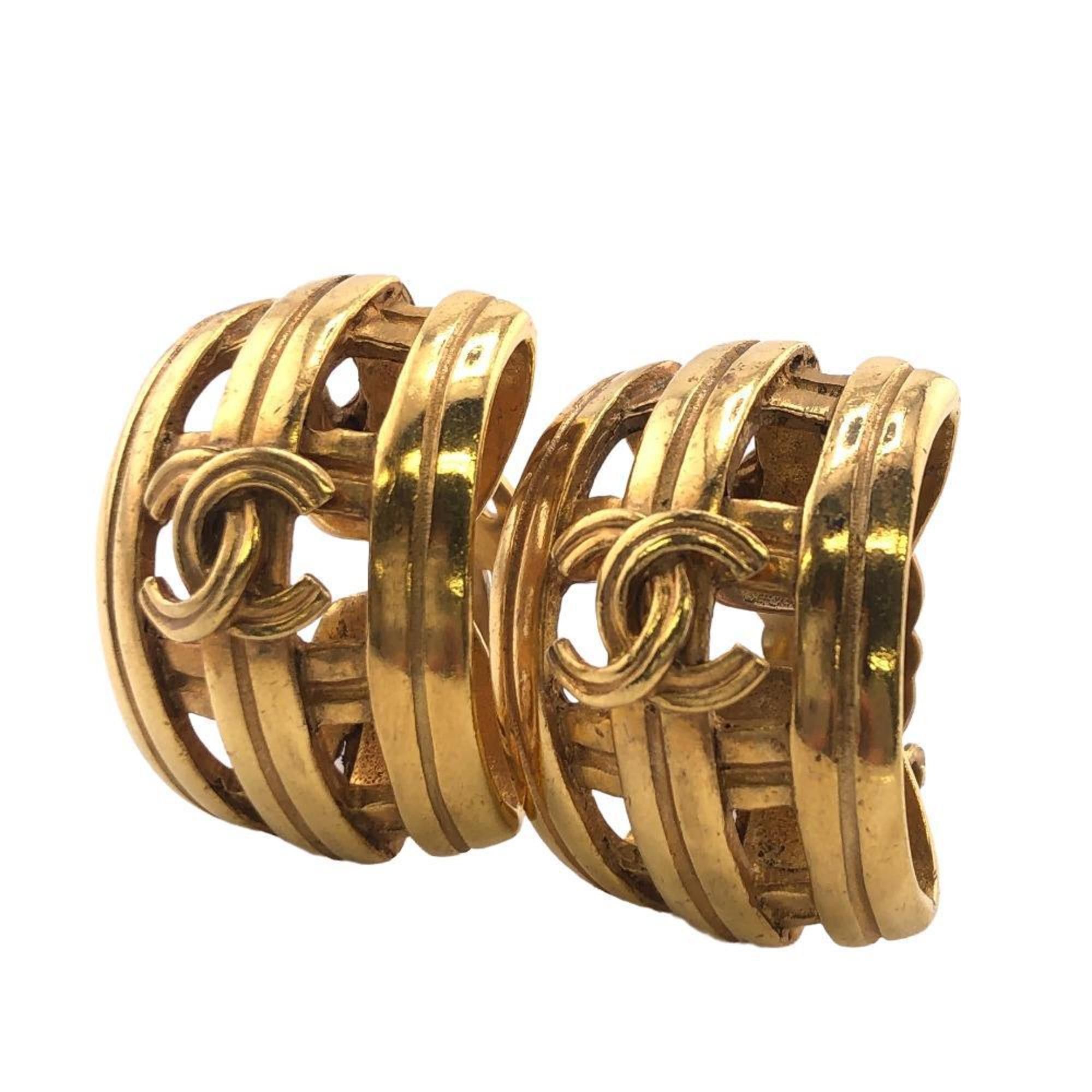 image of Chanel 96P Coco Mark Earrings Gold Women's Z0004916
