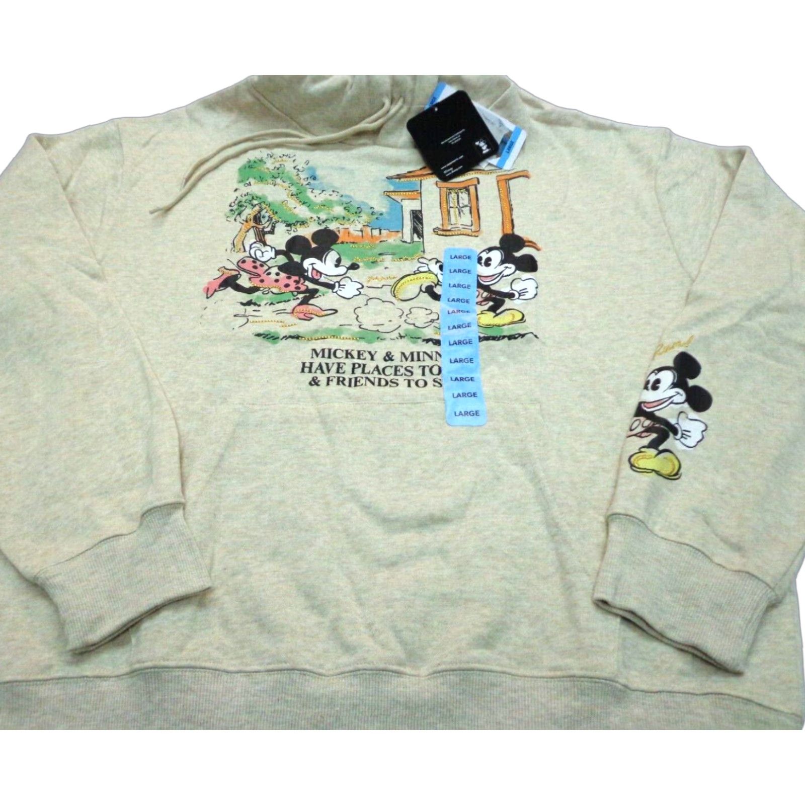 Disney Disney Mickey & Minnie Mouse Have Places to Go, Friends to See Sweatshirt Hoodie Large Woman Regular Pullover Hooded Beige Be... Size L / US 10 / IT 46 - 1 Thumbnail