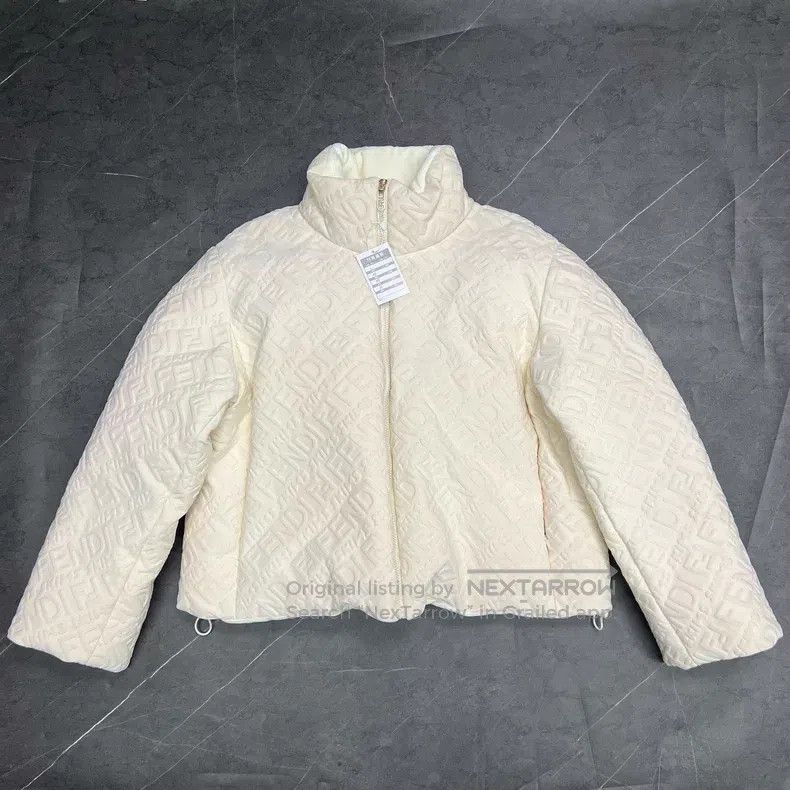 Fendi Fendi Baguette Relief All-Over Print Off-White Down Jacket Size L / US 10 / IT 46 - 1 Thumbnail