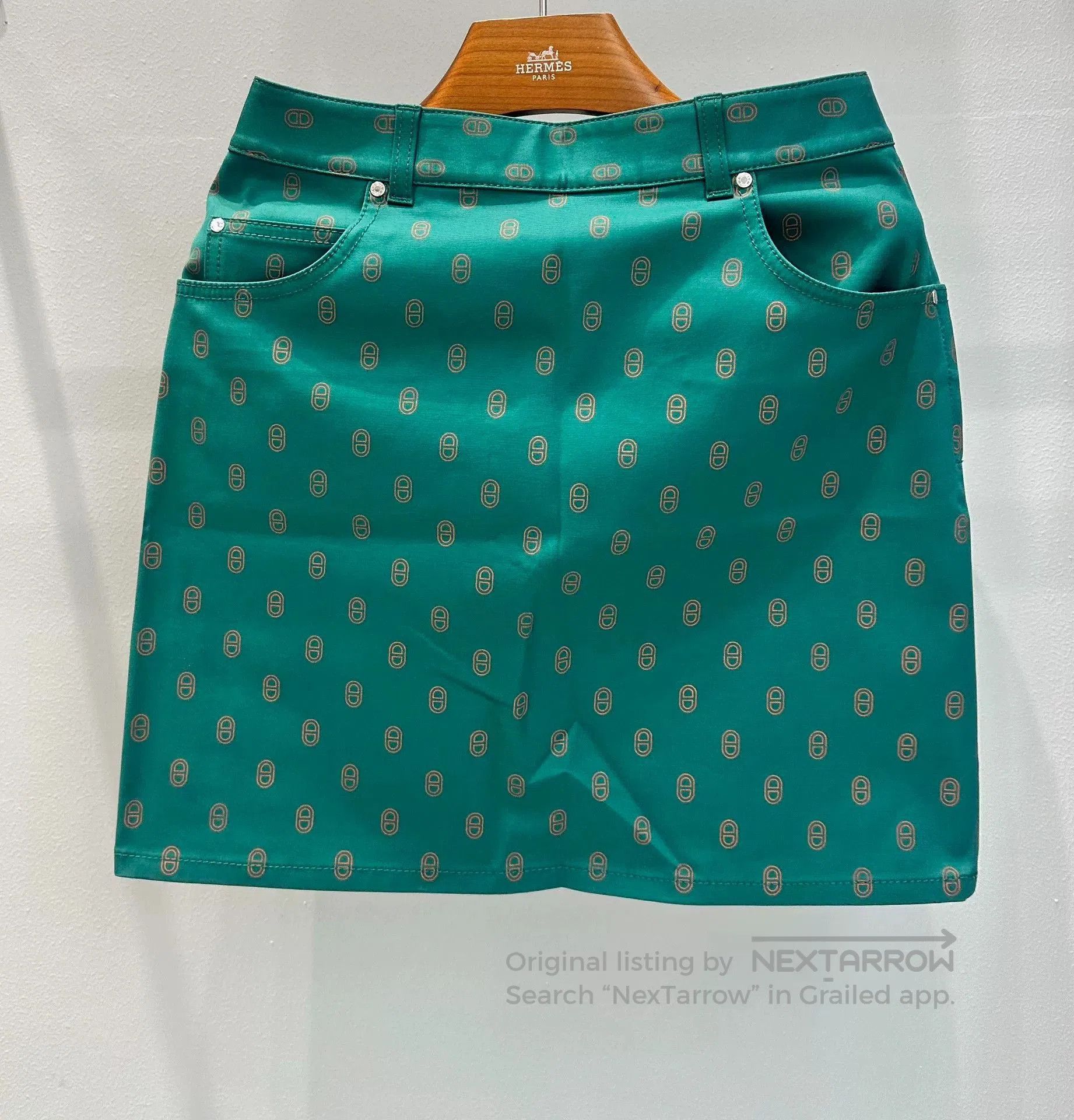 Hermes Hermes Green Denim Mini Skirt. Size US 36 / EU 52 - 1 Thumbnail