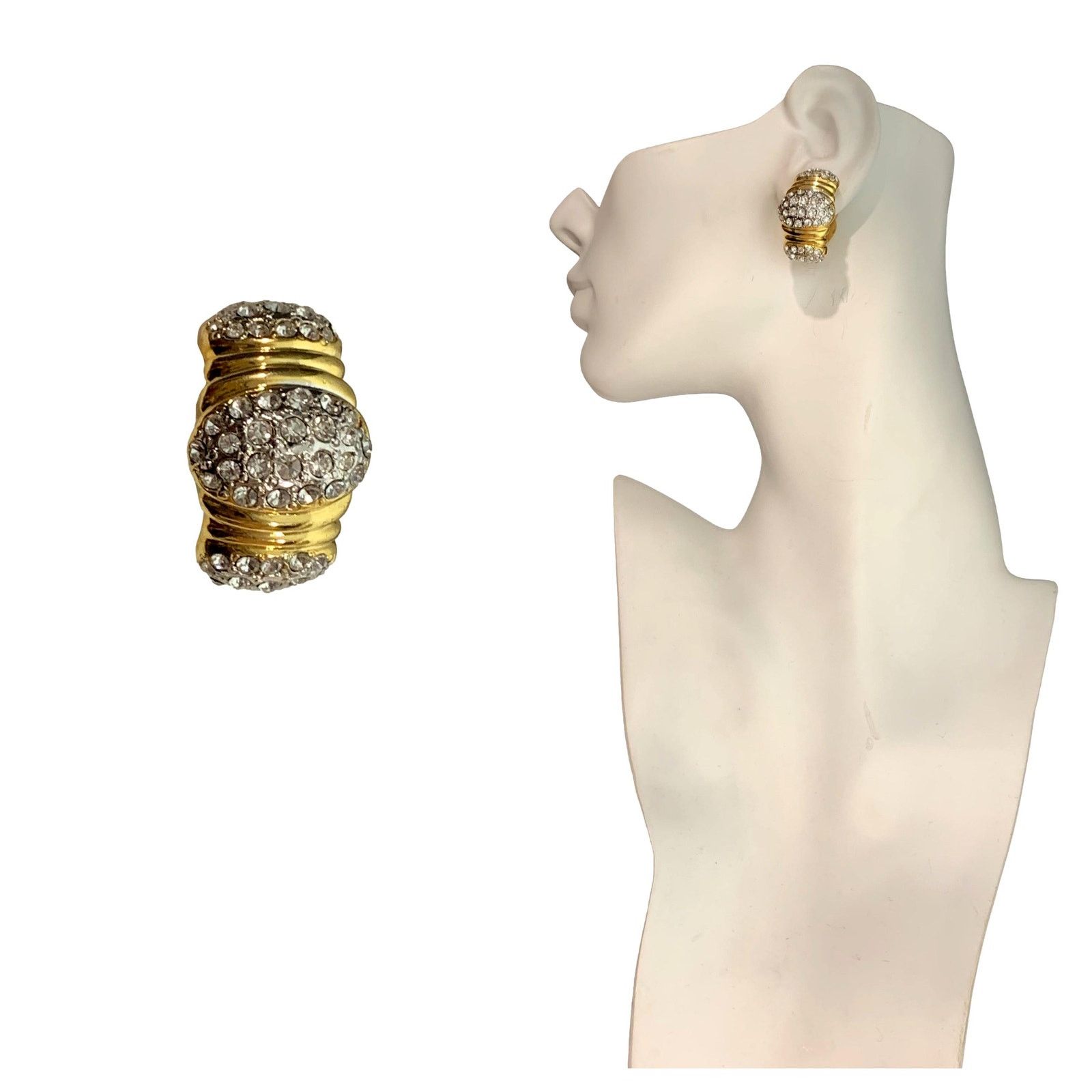 Jewelry × Vintage Vintage 90s Gold & Rhinestone Earrings and X Slider Pendant Size ONE SIZE - 5 Thumbnail