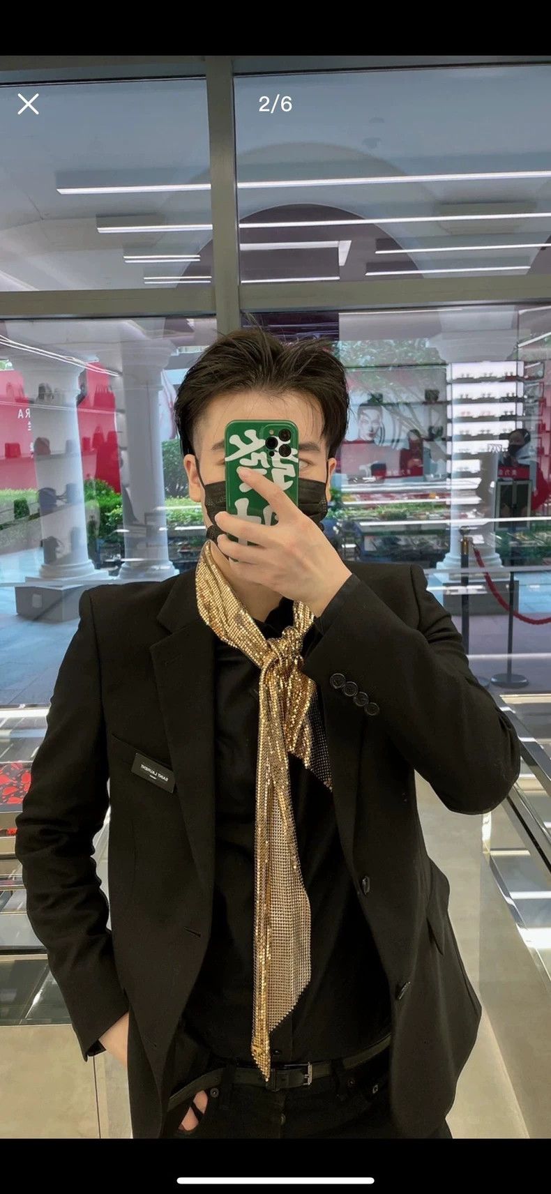 Saint Laurent Paris Saint Laurent Paris Metal ornament gold foil scarf Size ONE SIZE - 9 Thumbnail