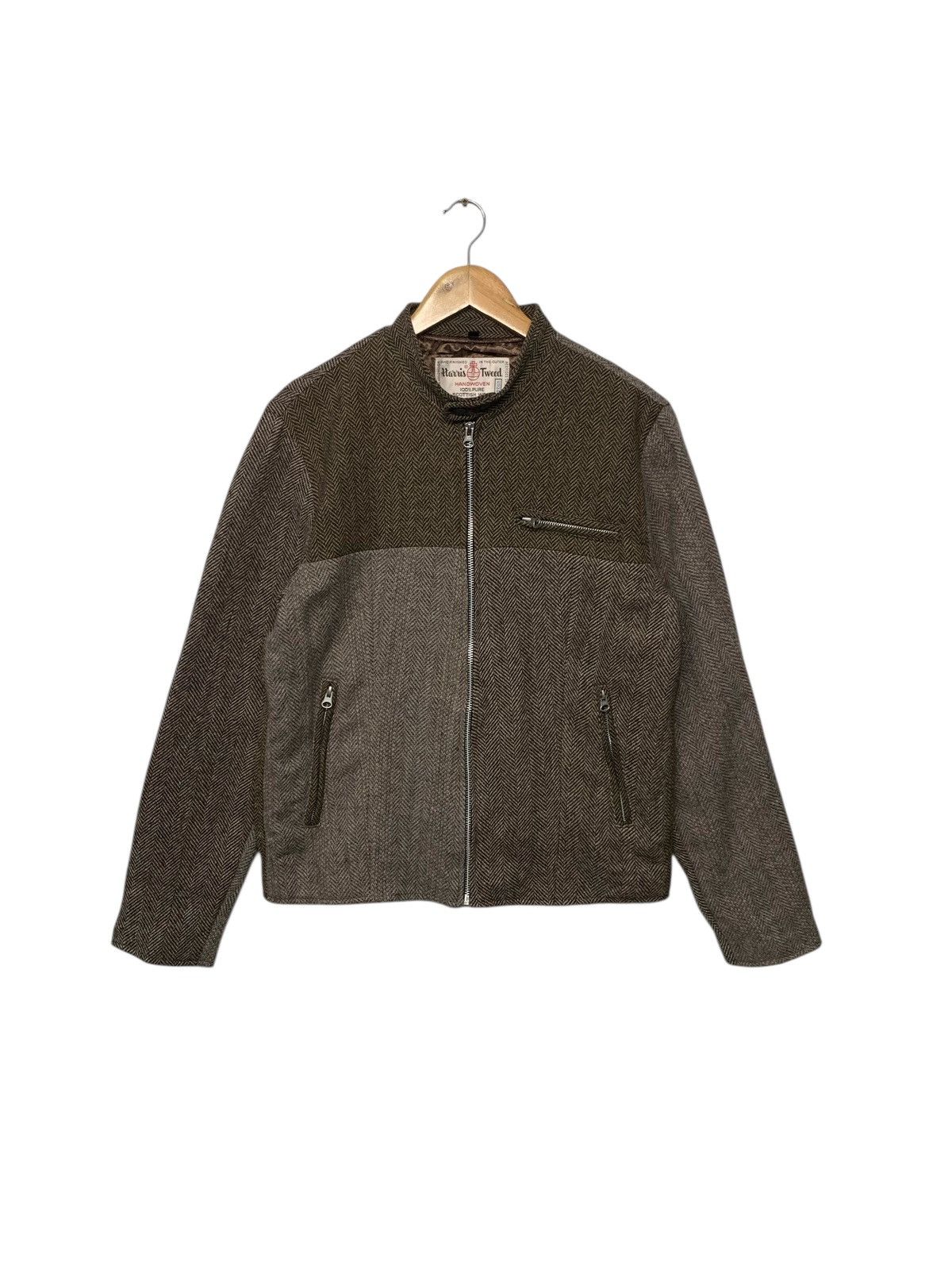 Harris Tweed Vintage 90's Harris Tweed Zipper Down Wool Jacket Size US M / EU 48-50 / 2 - 1 Thumbnail