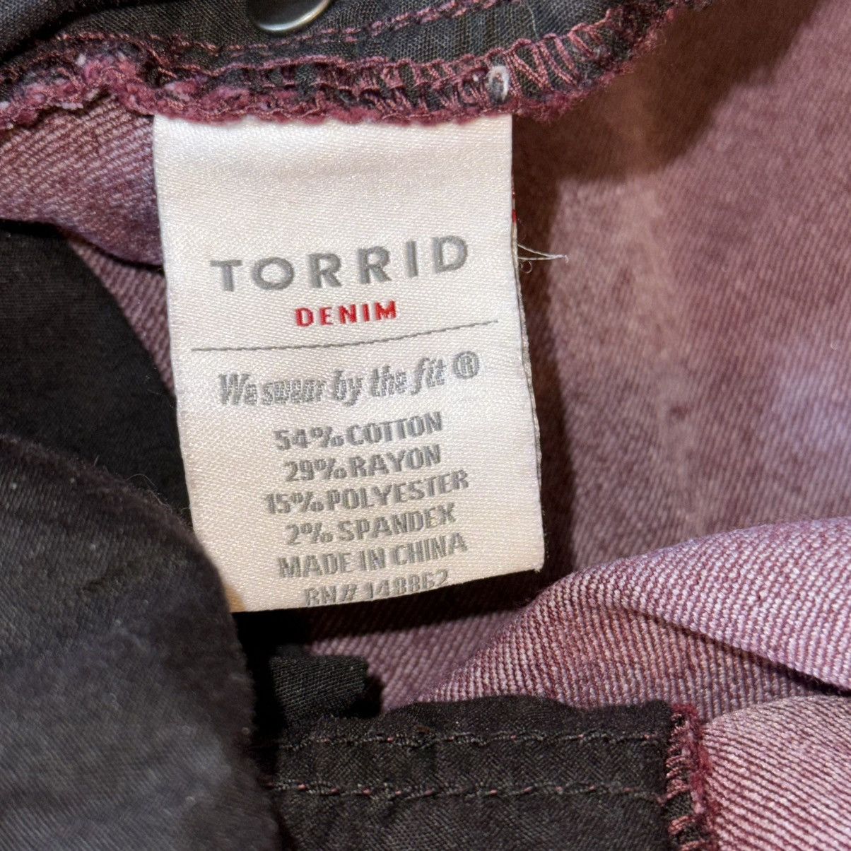 Torrid Torrid Super Stretch burgundy red zipper detail jegging Size 42" / US 20 - 9 Thumbnail