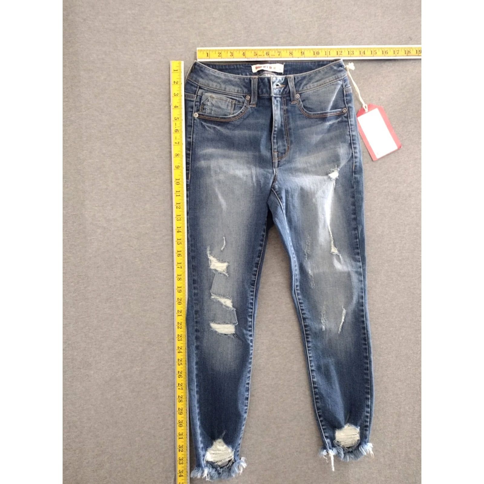 Penfield Anfield Jeans Distressed Mid Rise Skinny 90s Light Blue XS Women Regular Slim 24in 24in Cotton Spandex Denim Brand: Anfield Size 26" / US 2 / IT 38 - 5 Thumbnail