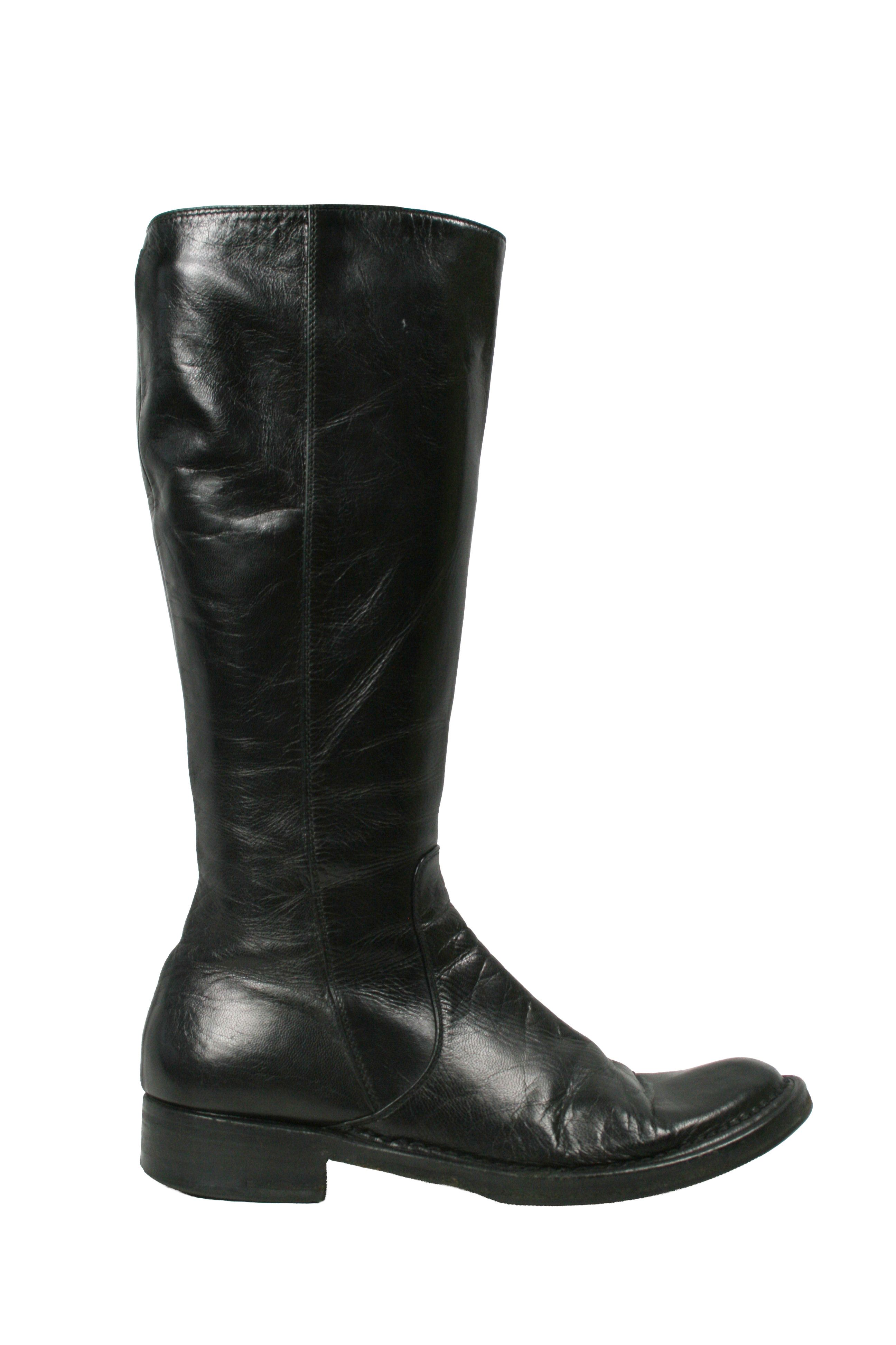 RoccoP 00S Avant Garde Biker Riding Leather Knee Boots Vintage Size US 6 / IT 36 - 2 Thumbnail