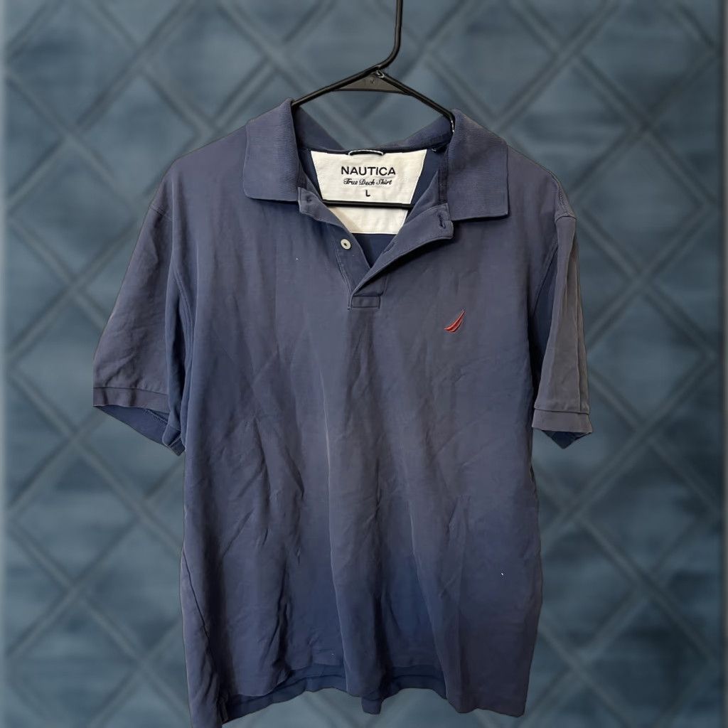 Nautica Nautica Regular Fit Blue Striped Polo Shirt Mens L Short Sleeve Performance Golf Boating Size US L / EU 52-54 / 3 - 1 Thumbnail