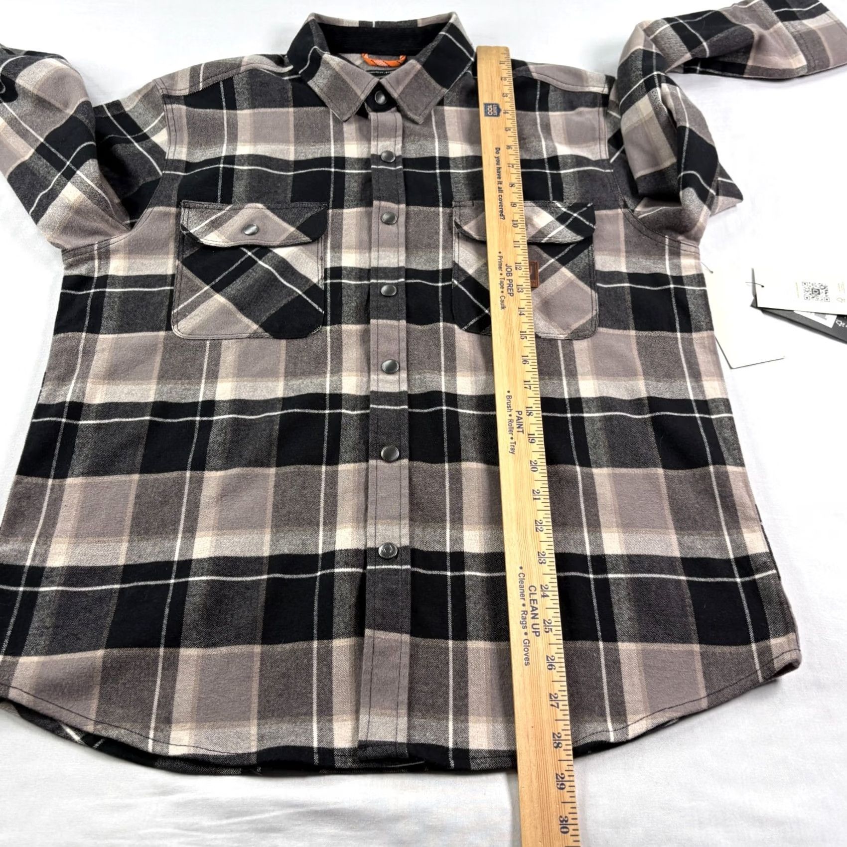 Brixton Brixton Brixon Flannel Shirt Mens M Black Plaid Button-Up Snap Up Long Sleeve Casual Workwear Heavyweight Pockets Size US M / EU 48-50 / 2 - 7 Thumbnail