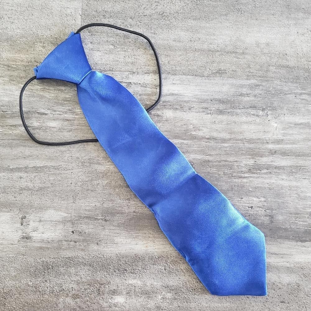 Designer Dark Blue Satin Little Boy Tie Size ONE SIZE - 1 Thumbnail