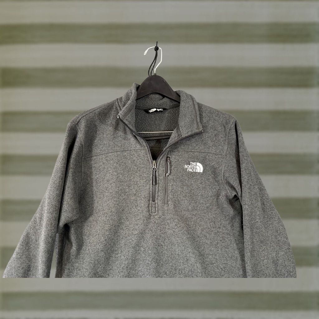 The North Face The North Face Fleece Jacket M Heather Gray Mens Quarter Zip Lined Stand Up Neck Pullover Logo Jacket Size US M / EU 48-50 / 2 - 1 Thumbnail
