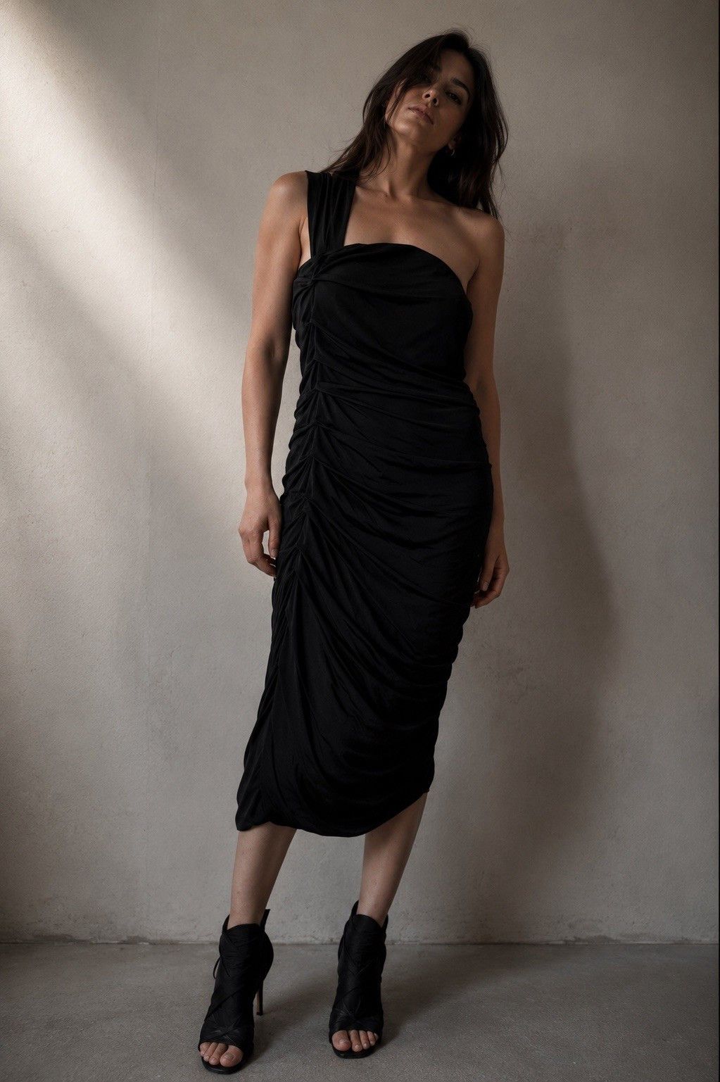 Yigal Azrouel Yigal Azrouel Dress Womens 2 Black One Shoulder Ruched USA Size XS / US 0-2 / IT 36-38 - 2 Thumbnail