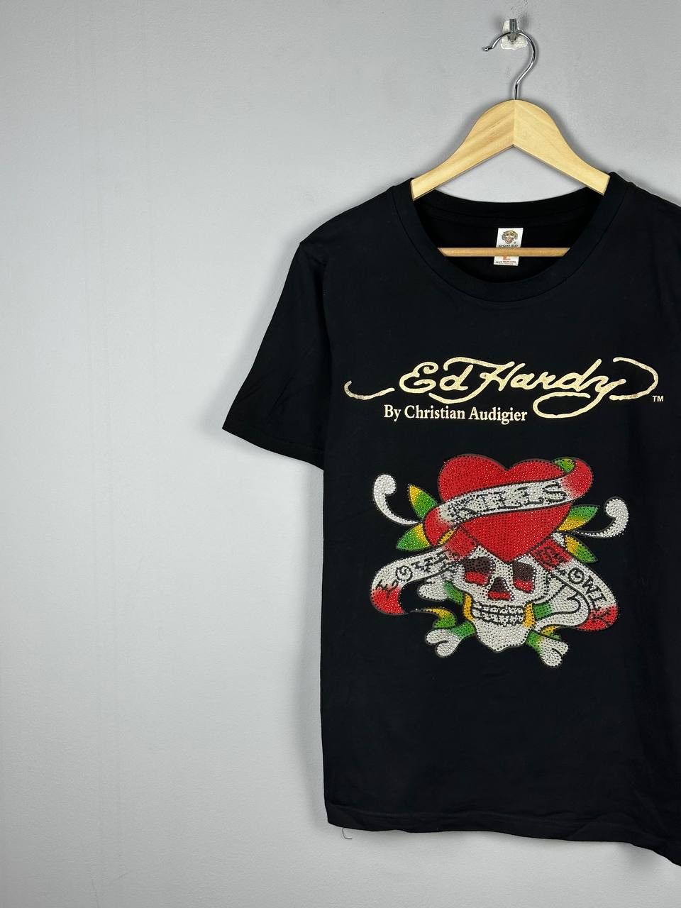Ed Hardy Crazy Y2K Ed Hardy T-Shirt Effected Japan Rhinestones Style Size L / US 10 / IT 46 - 2 Thumbnail