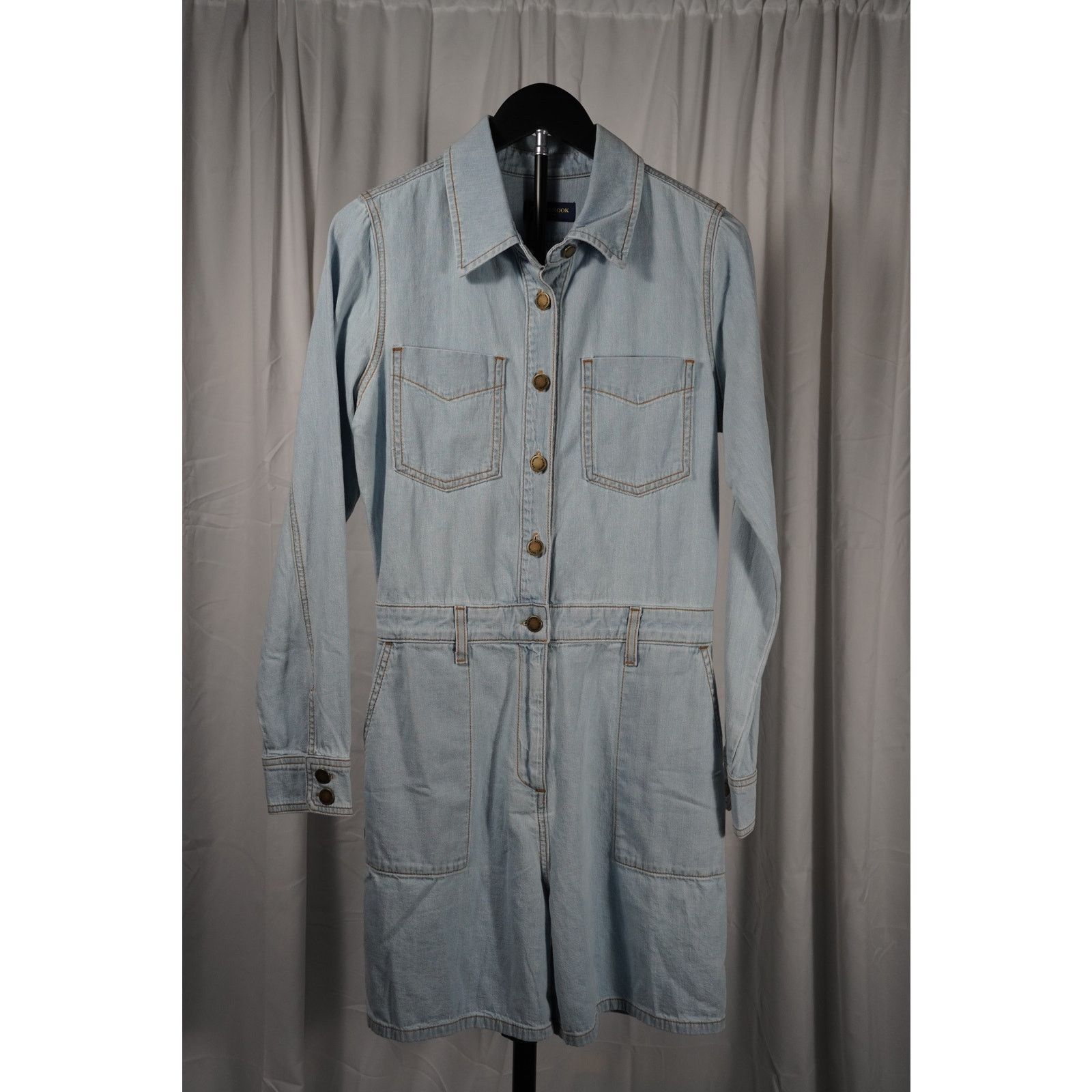 Ramy Brook Ramy Brook Denim Romper Light Wash Utility Long Sleeve Size 26" / US 2 / IT 38 - 1 Thumbnail