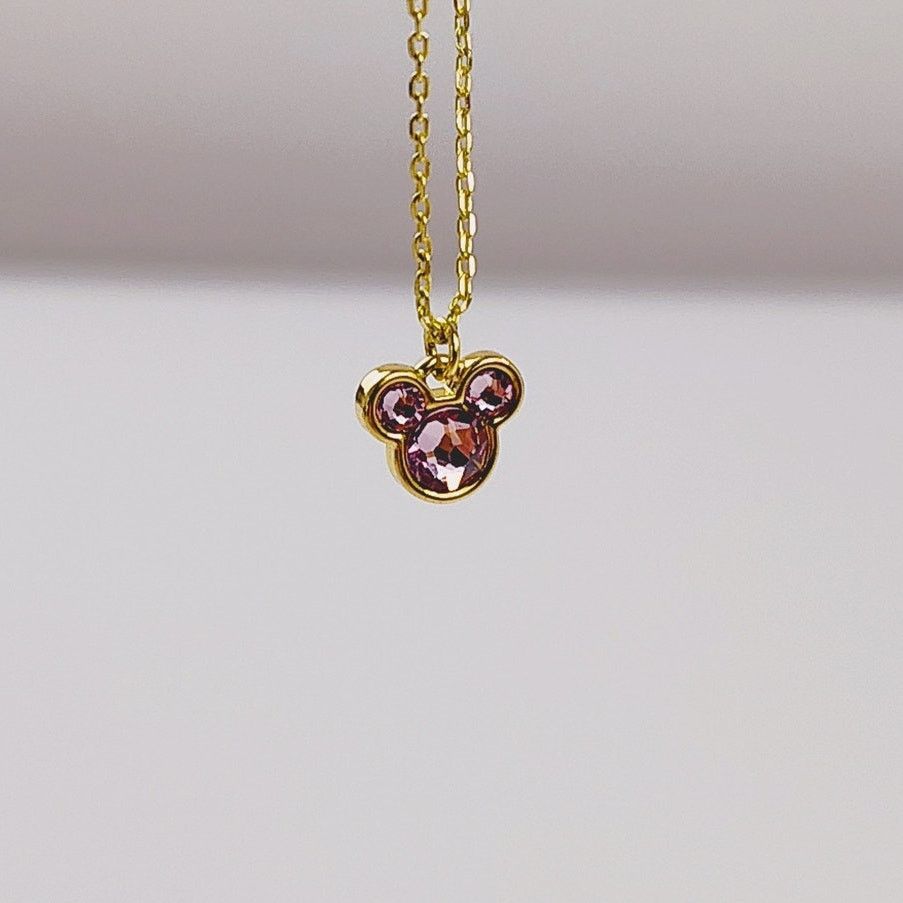 Disney Disney Mickey Mouse Necklace Light Purple Rhinestone Gold Size ONE SIZE - 2 Thumbnail